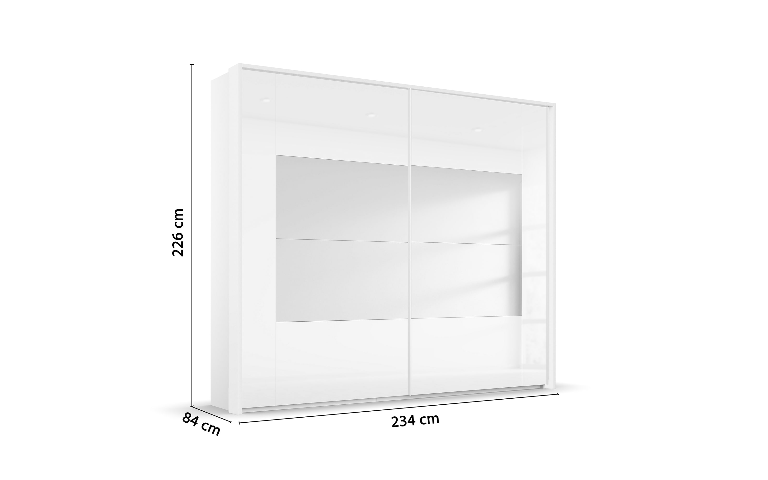Schwebetürenschrank X-tend, weiß, 226 x 223 cm