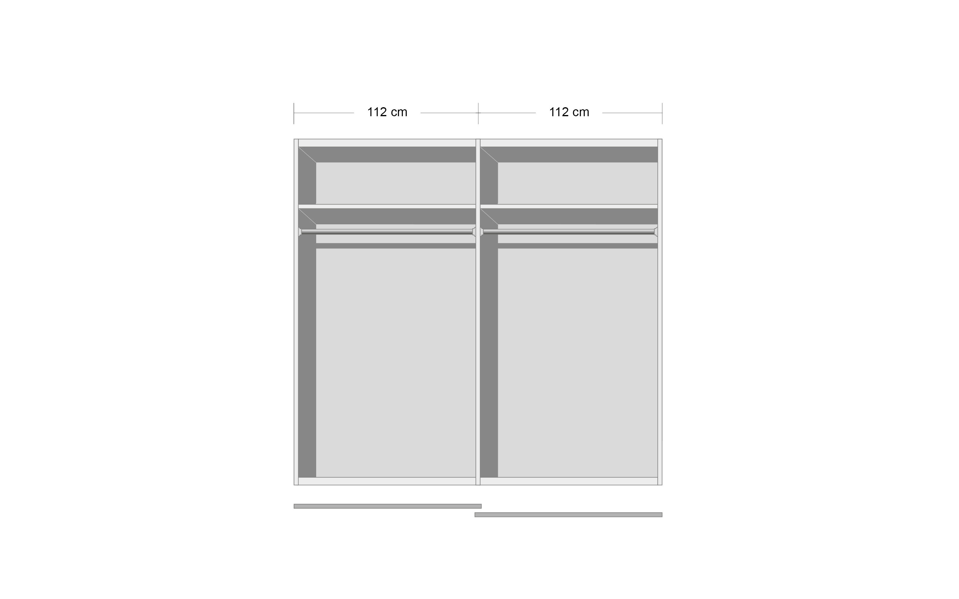 Schwebetürenschrank Mosbach, Eiche Stirling-Nachbildung/Glas basalt, 226 x 210 cm