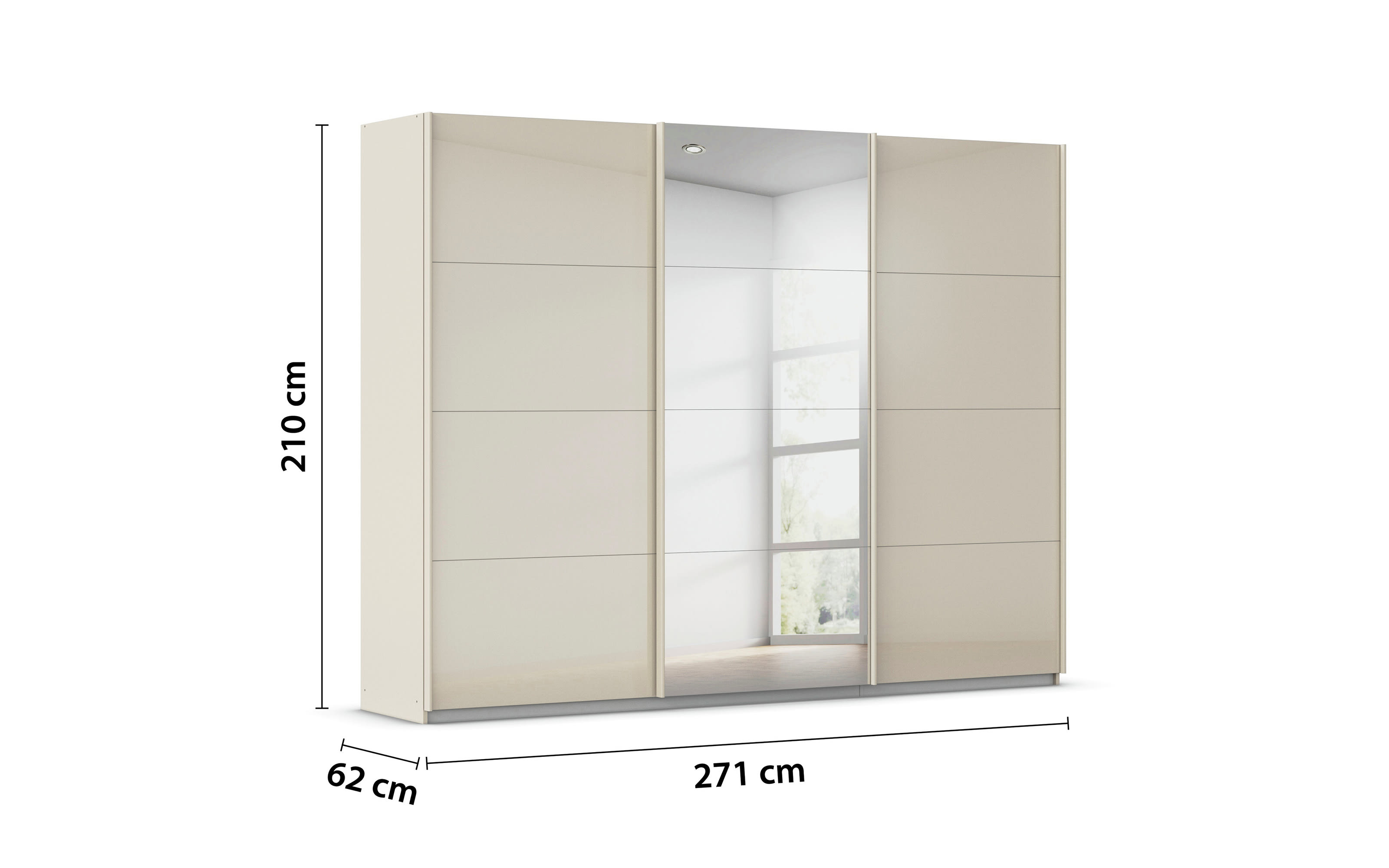 Schwebetürenschrank Kulmbach, champagner, 271 x 210 cm