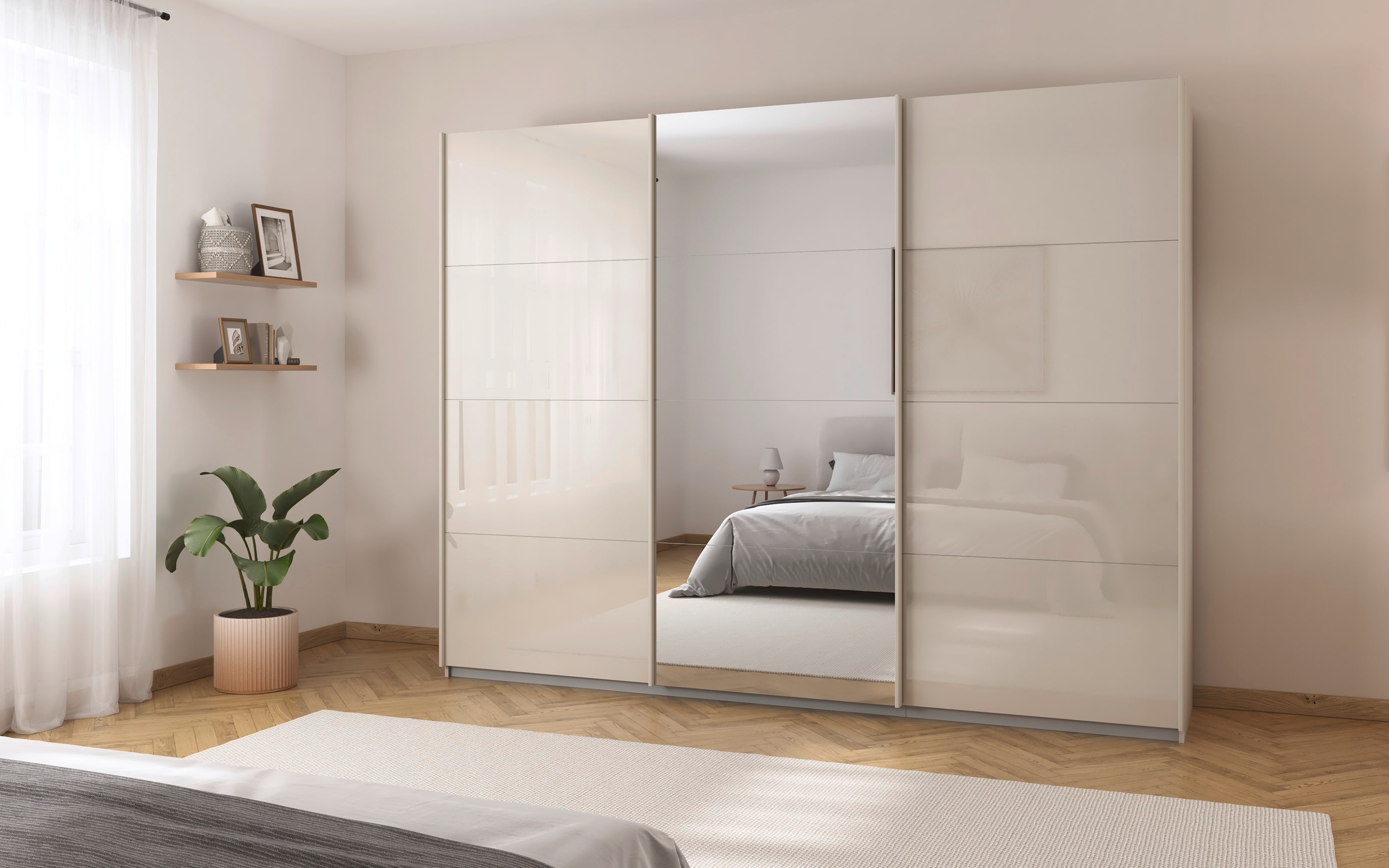 Schwebetürenschrank Kulmbach, champagner