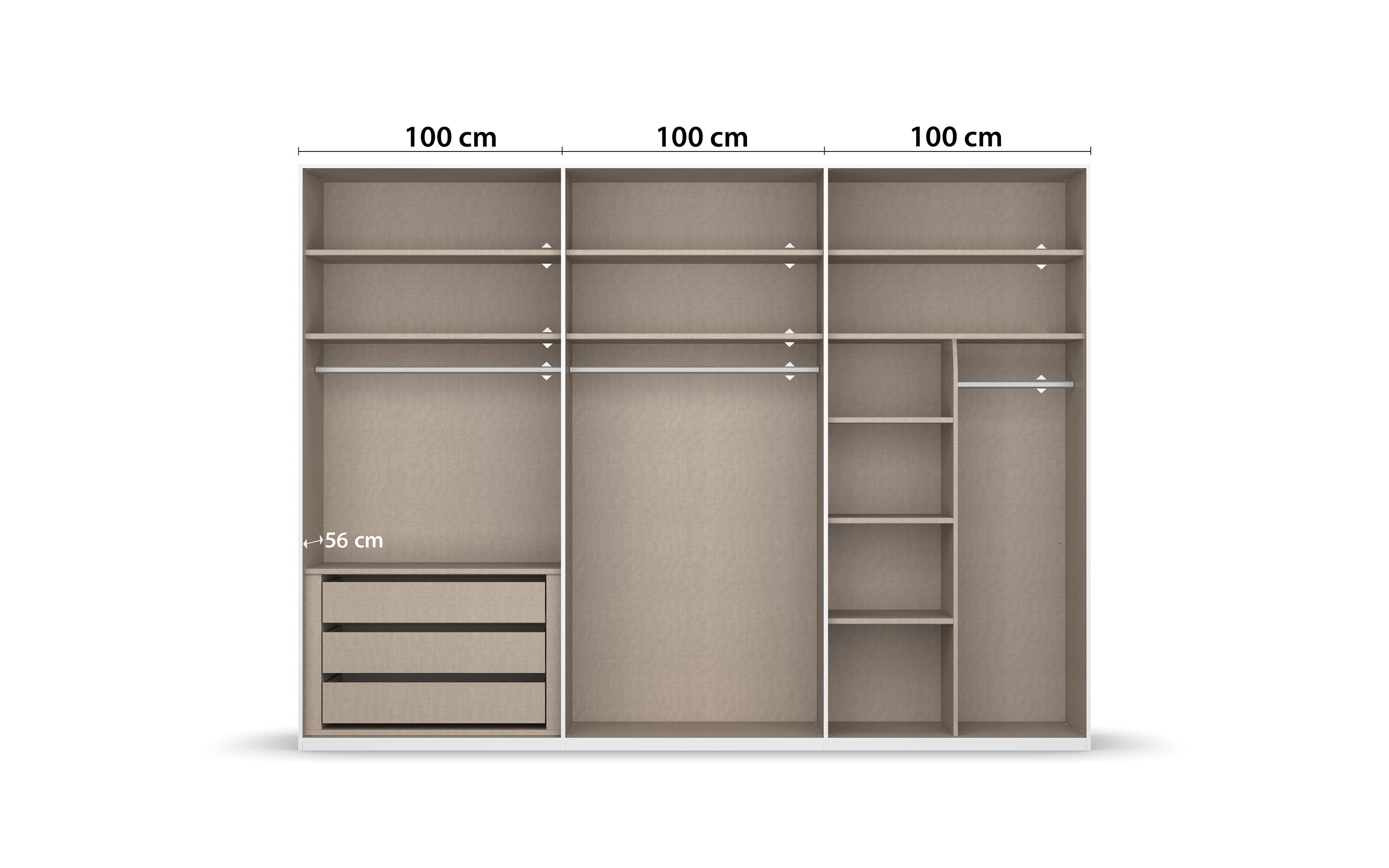Drehtürenschrank Montclar, fango, 301 x 223 cm, inkl. hochwertiger Innenausstattung
