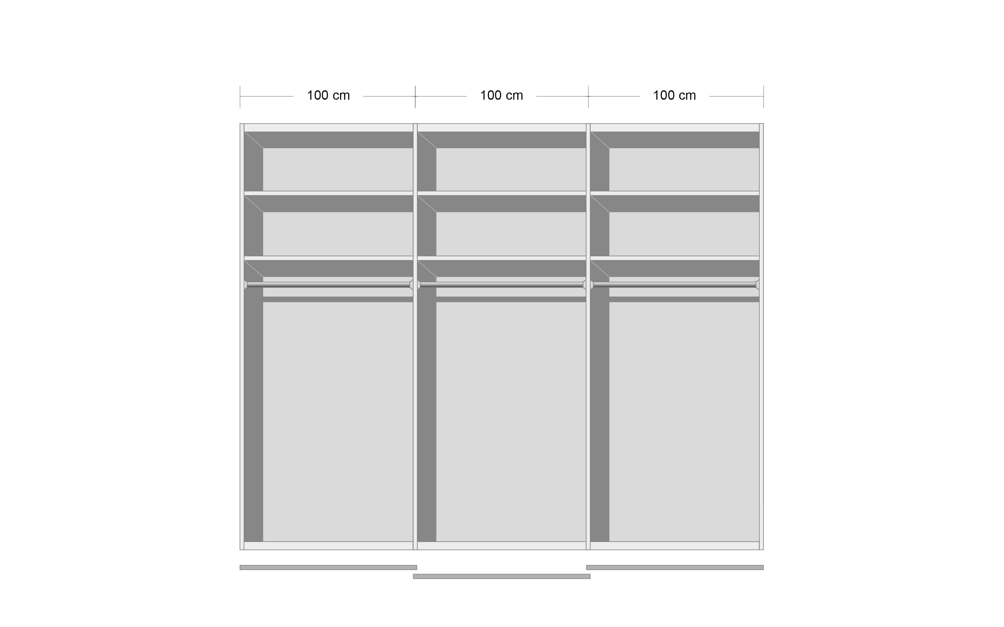 Schwebetürenschrank Imperial 2.6, alpinweiß/seidengrau, 300 x 223 cm