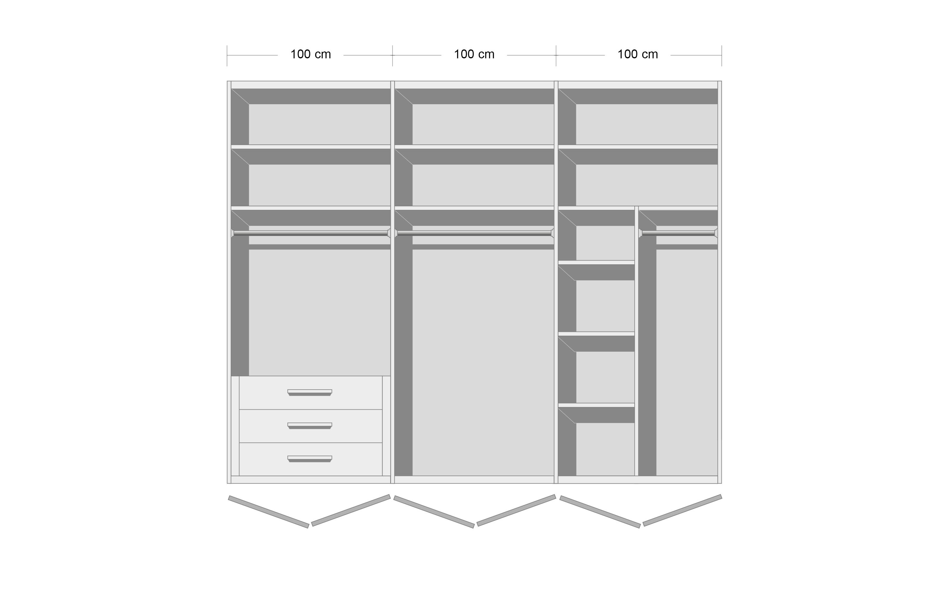 Drehtürenschrank Purisma, graphit, 301 x 223 cm, inkl. umfangreicher Zusatzausstattung