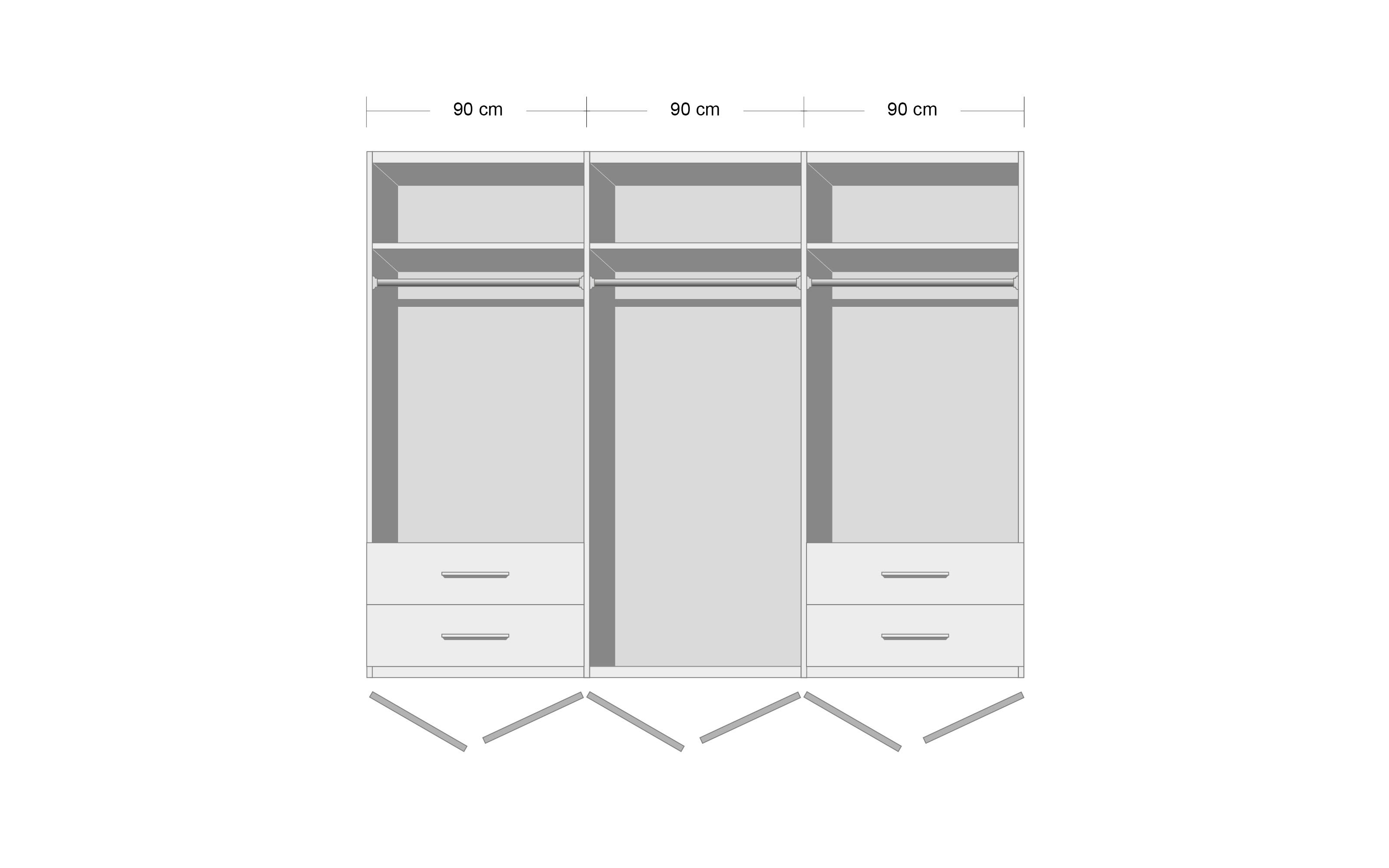 Drehtürenschrank Skandi, seidengrau, 271 x 210 cm, inkl. 4 Schubkästen  online bei Hardeck kaufen | Drehtürenschränke