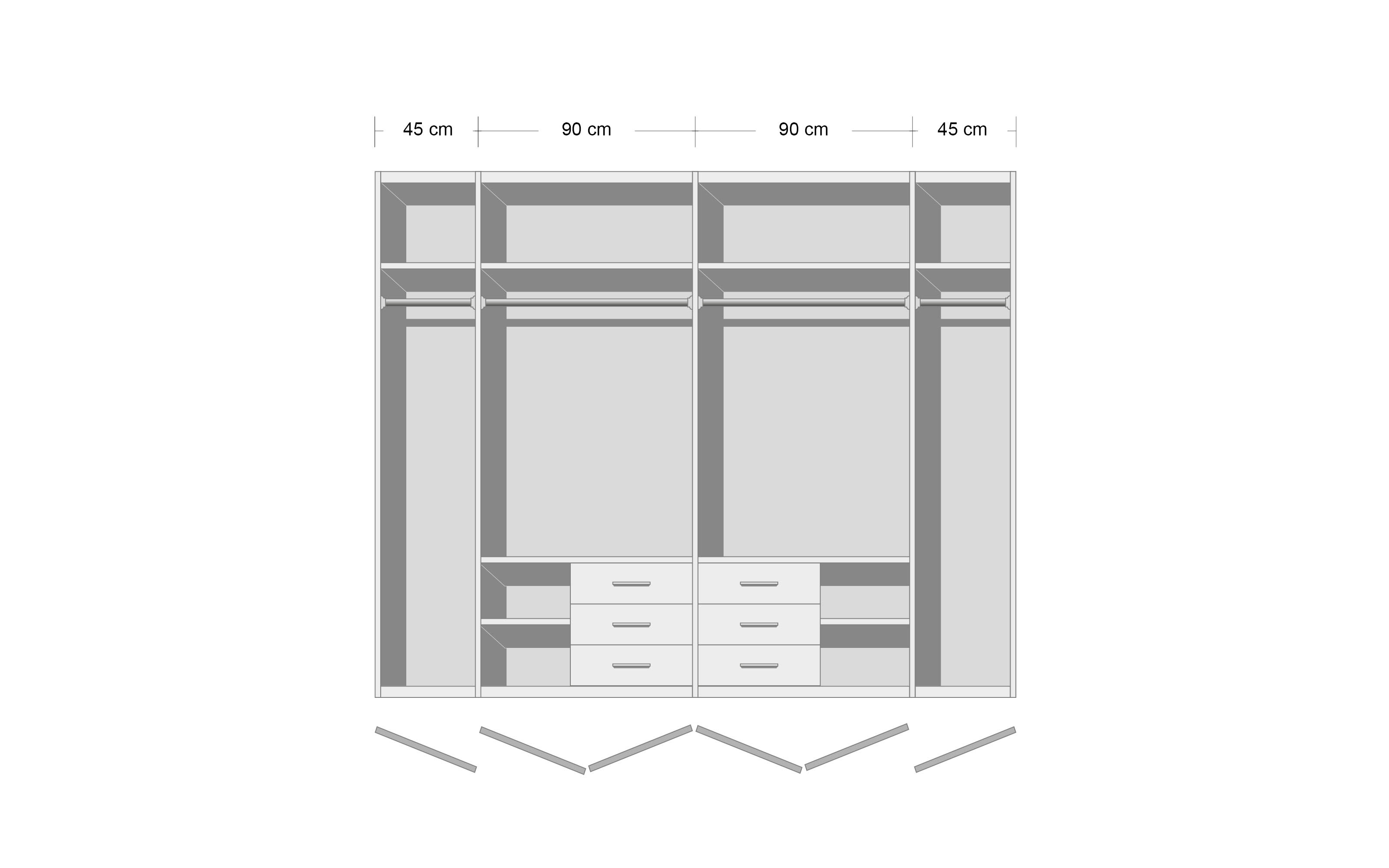 Falttürenschrank Wingwiew Premium, seidengrau, 271 x 210 cm, inkl. 2 Schubkasteneinsätze