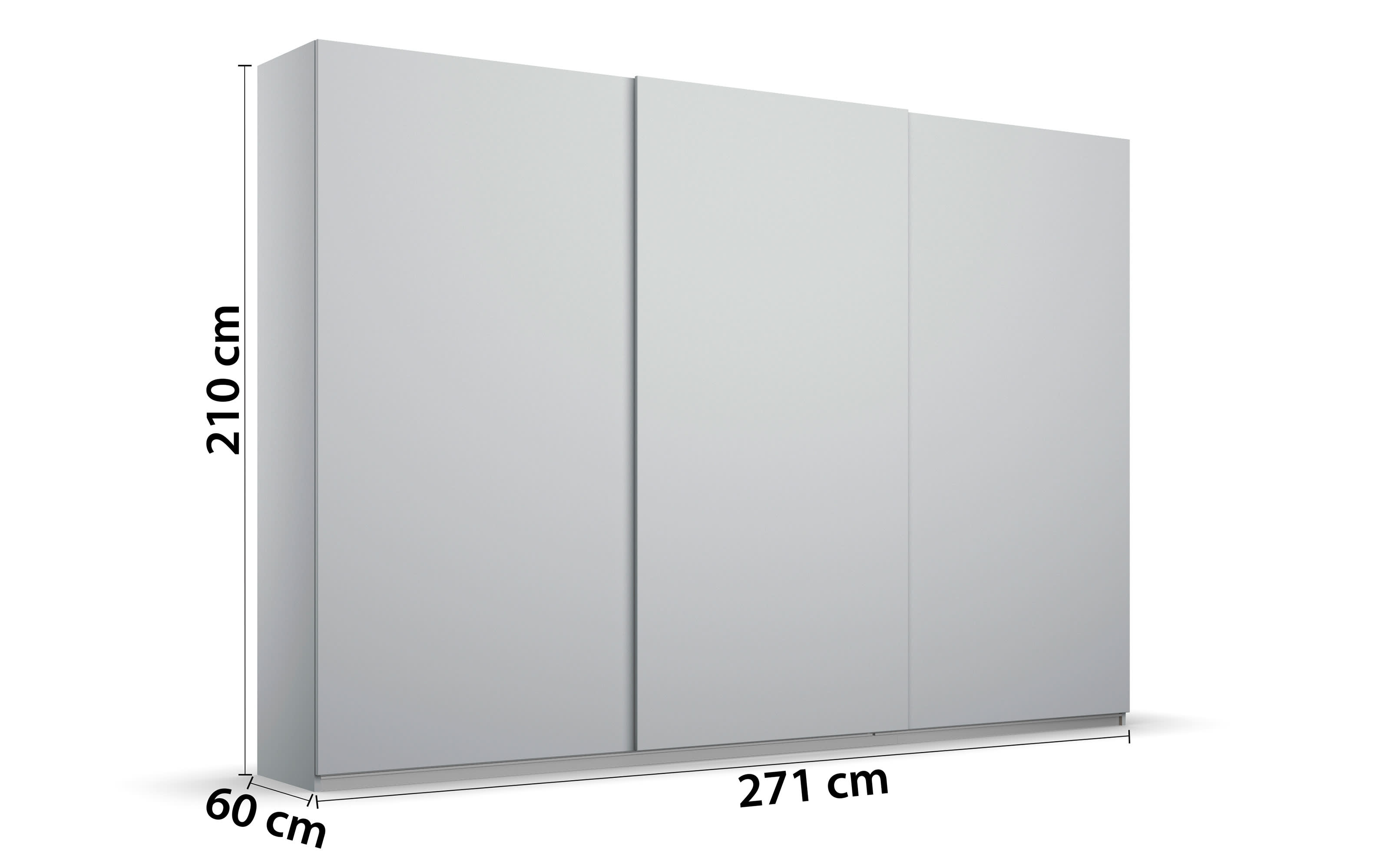 Schwebetürenschrank Plain, seidengrau, 271 x 210 cm online bei Hardeck  kaufen