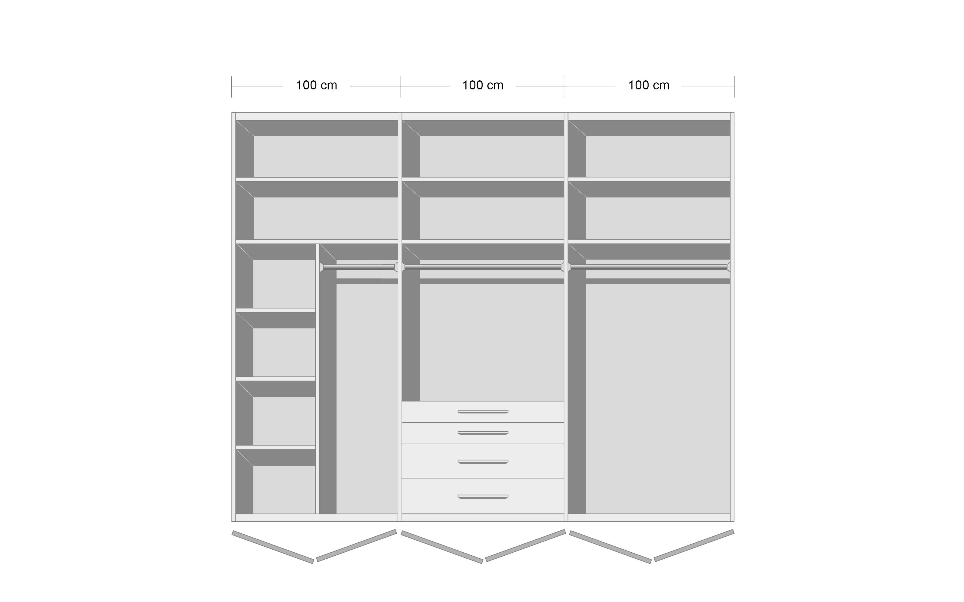 Drehtürenschrank Purisma, graphit, 301 x 223 cm