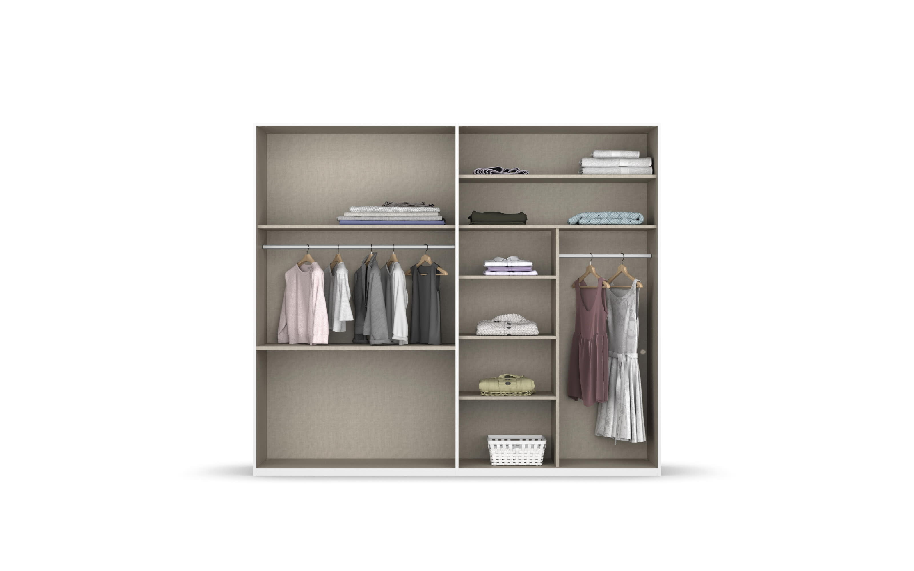 Drehtürenkleiderschrank Montclar, graphit matt, 200 x 223 cm, inkl. 2 Spiegeltüren und 3 Schubkästen
