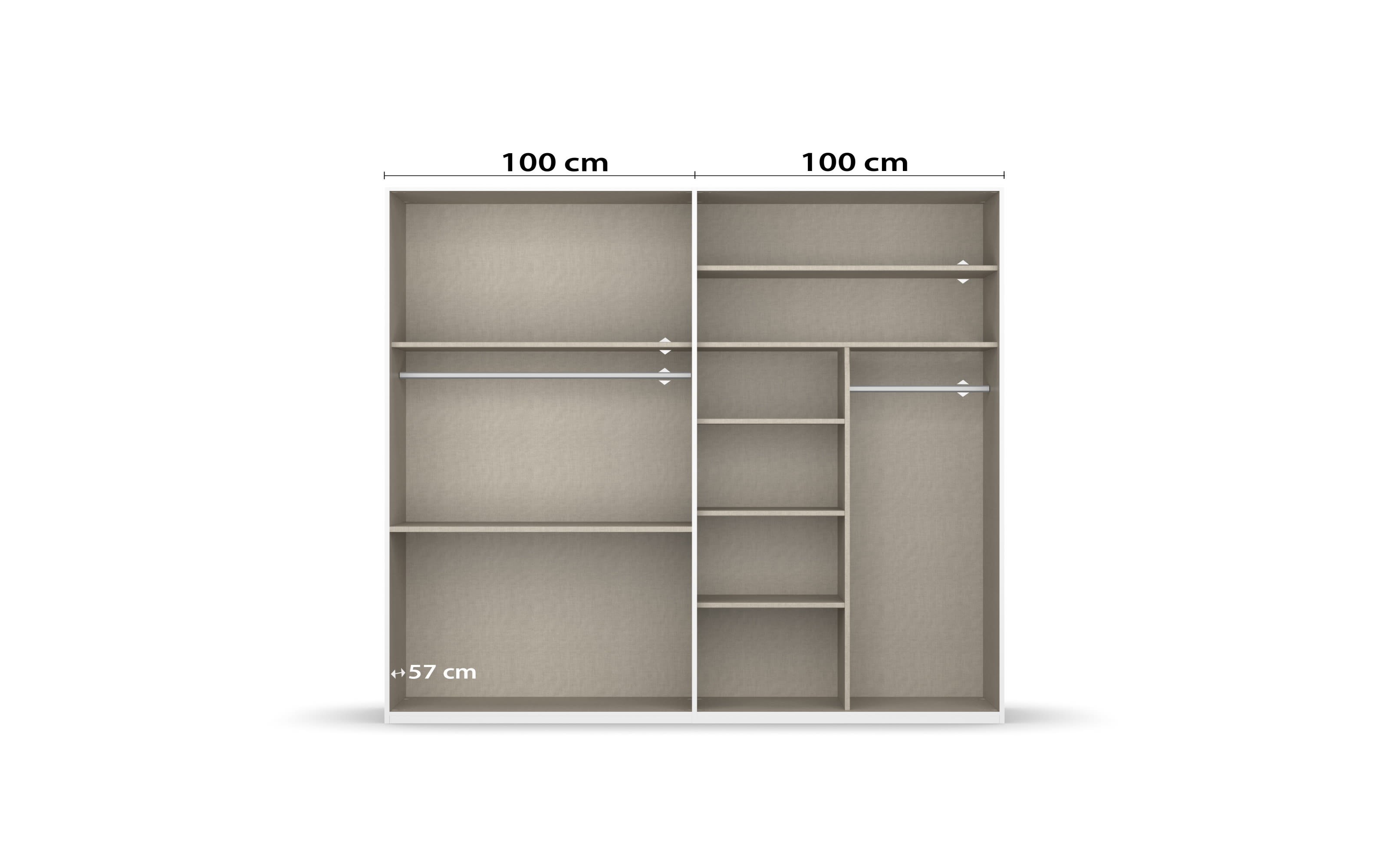 Drehtürenkleiderschrank Montclar, graphit matt, 200 x 223 cm, inkl. 2 Spiegeltüren und 3 Schubkästen