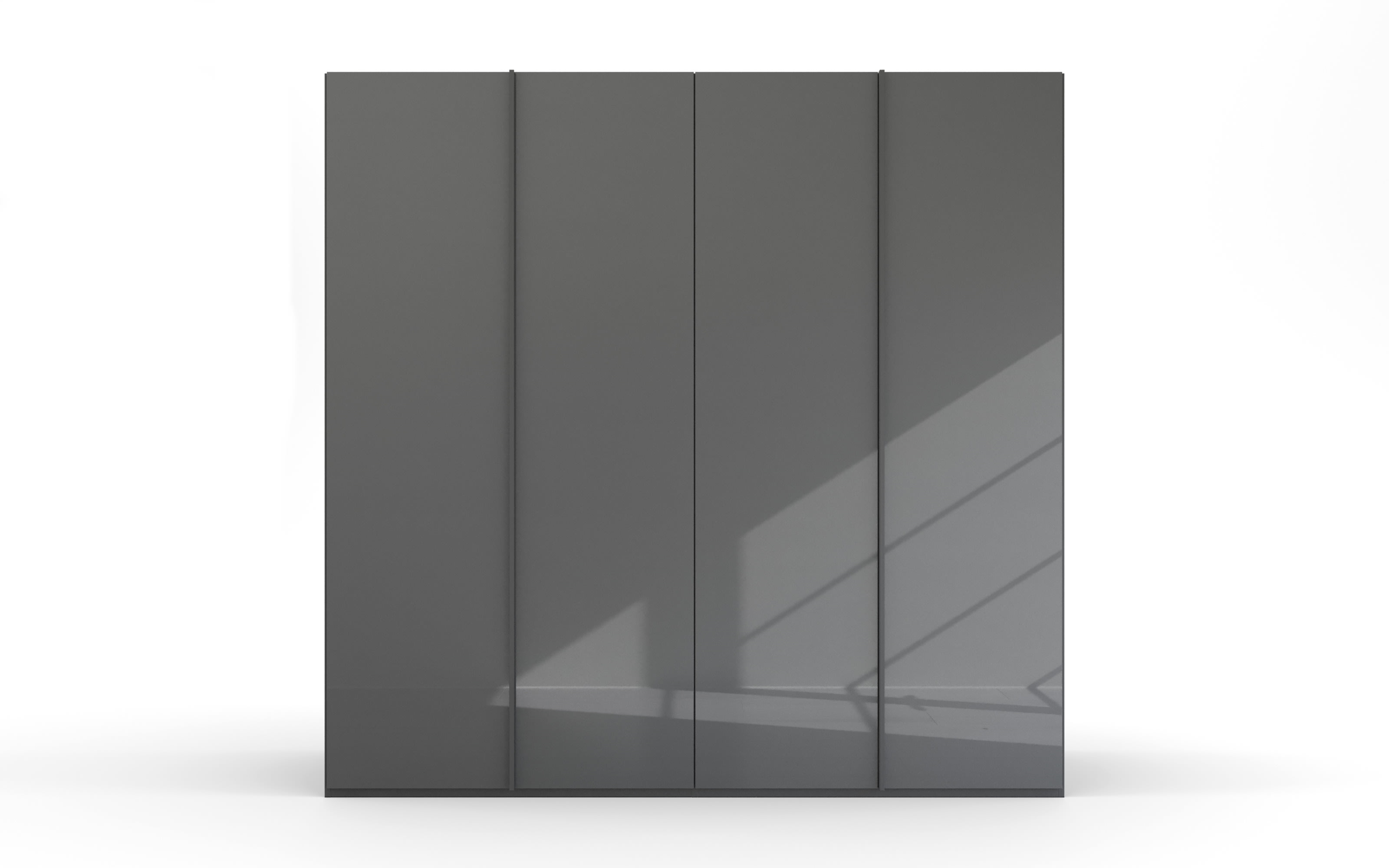 Drehtürenschrank Skat, graphit/Farbglas basalt, 201 x 223 cm