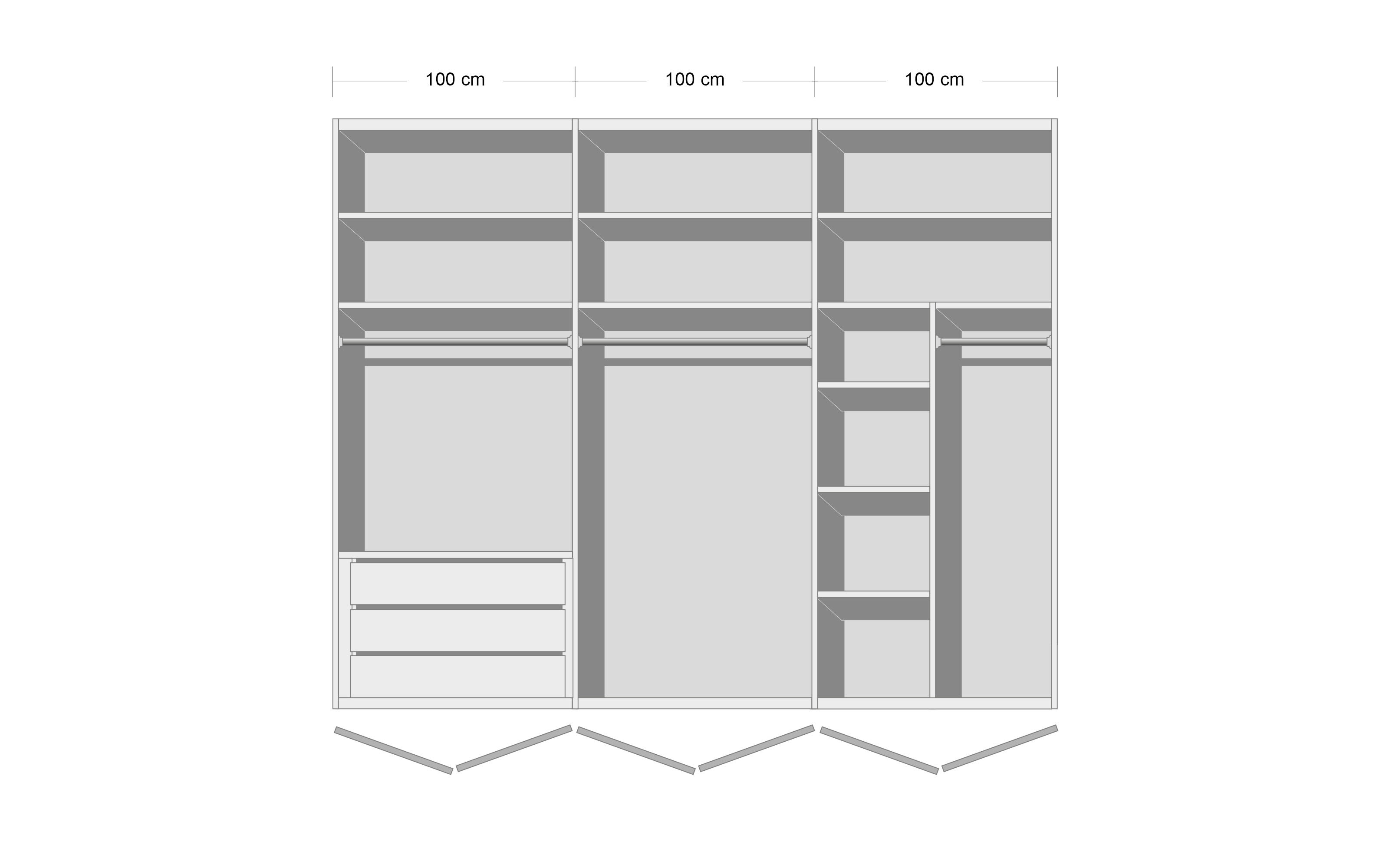 Drehtürenschrank Purisma, alpinweiß, 301 x 223 cm