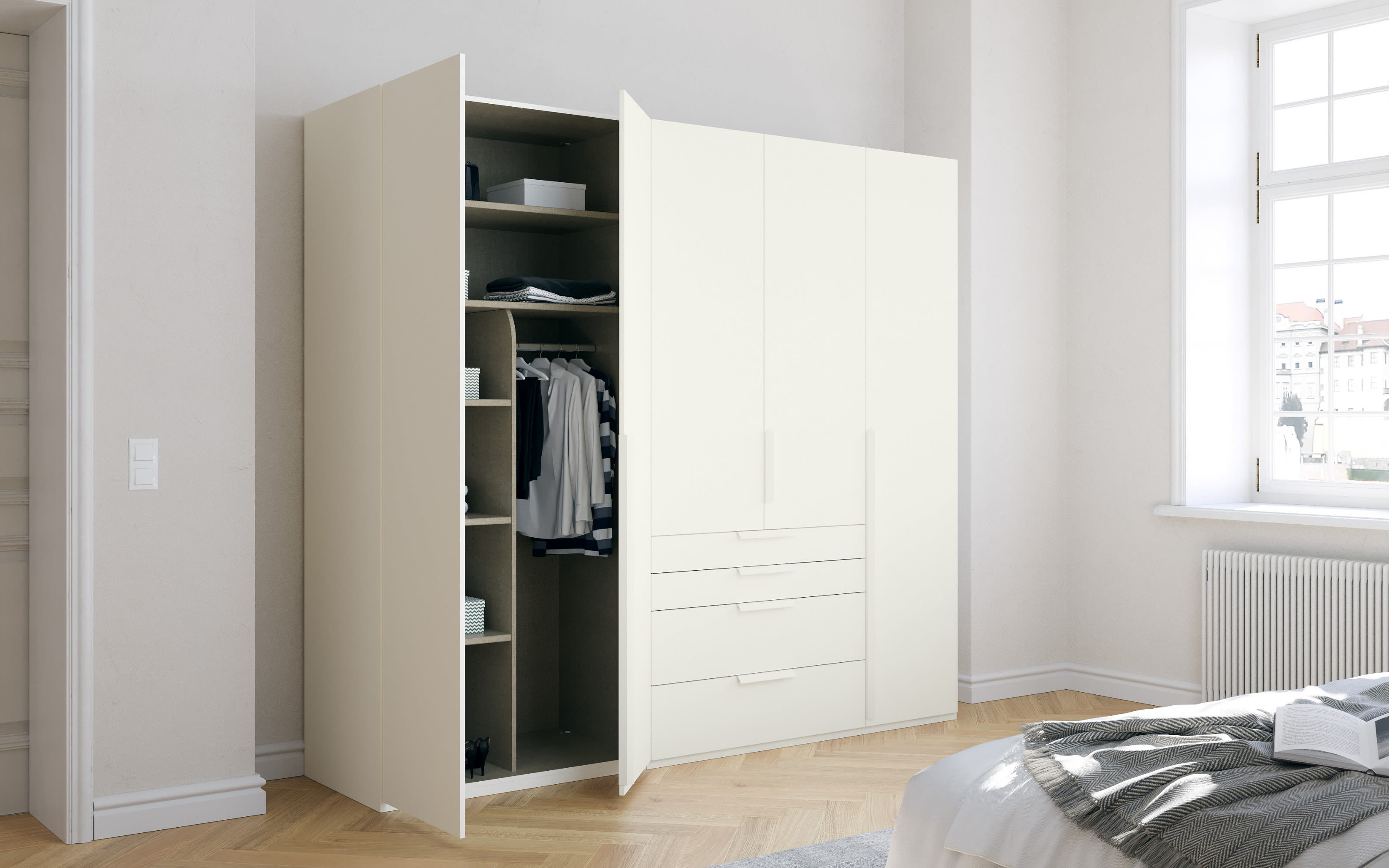 Drehtürenschrank Purisma, alpinweiß, 251 x cm bei kaufen Hardeck 223 online