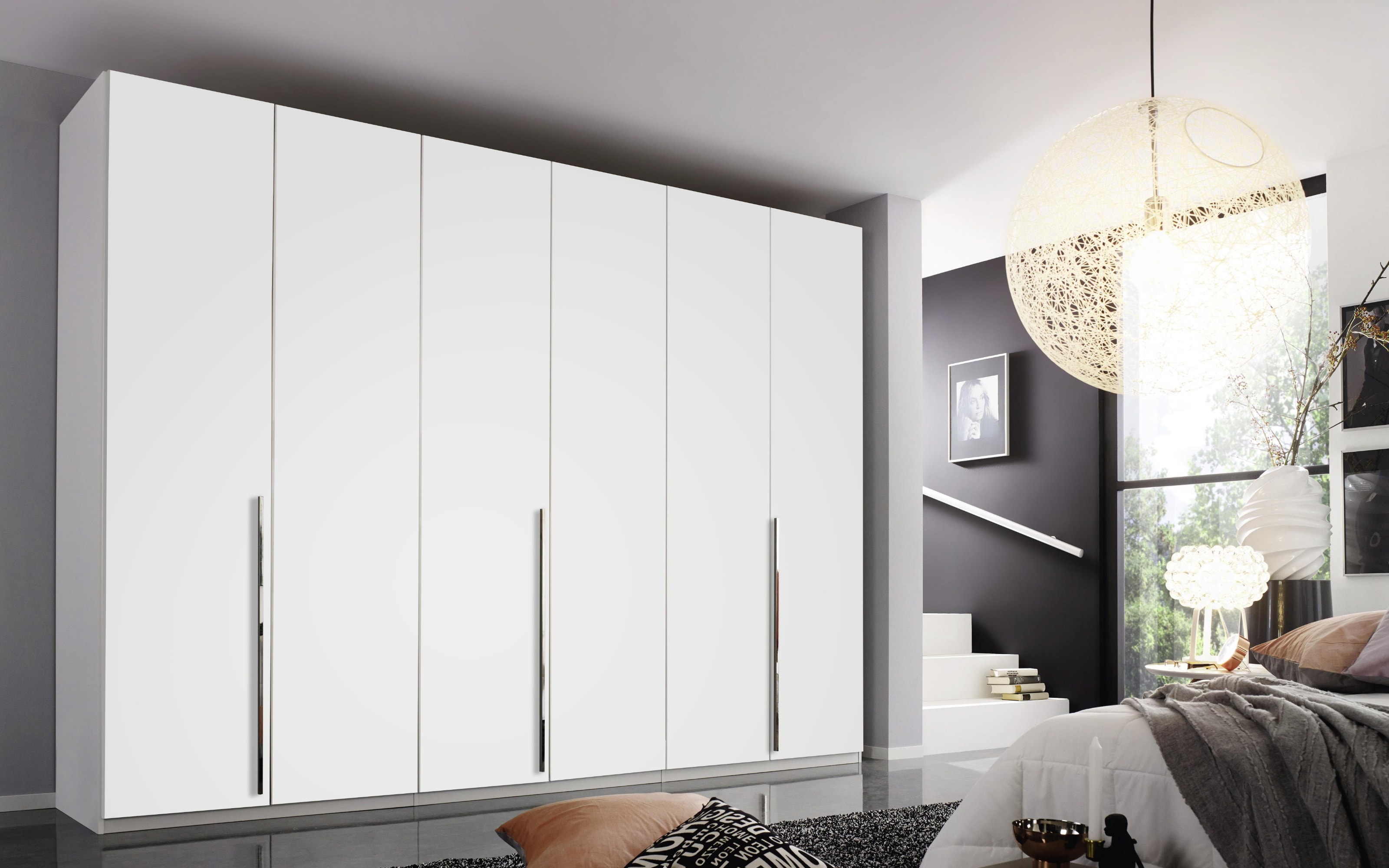 Drehtürenkleiderschrank Montclar, alpinweiß matt, 300 x 223 cm, inkl. umfangreicher Zusatzausstattung