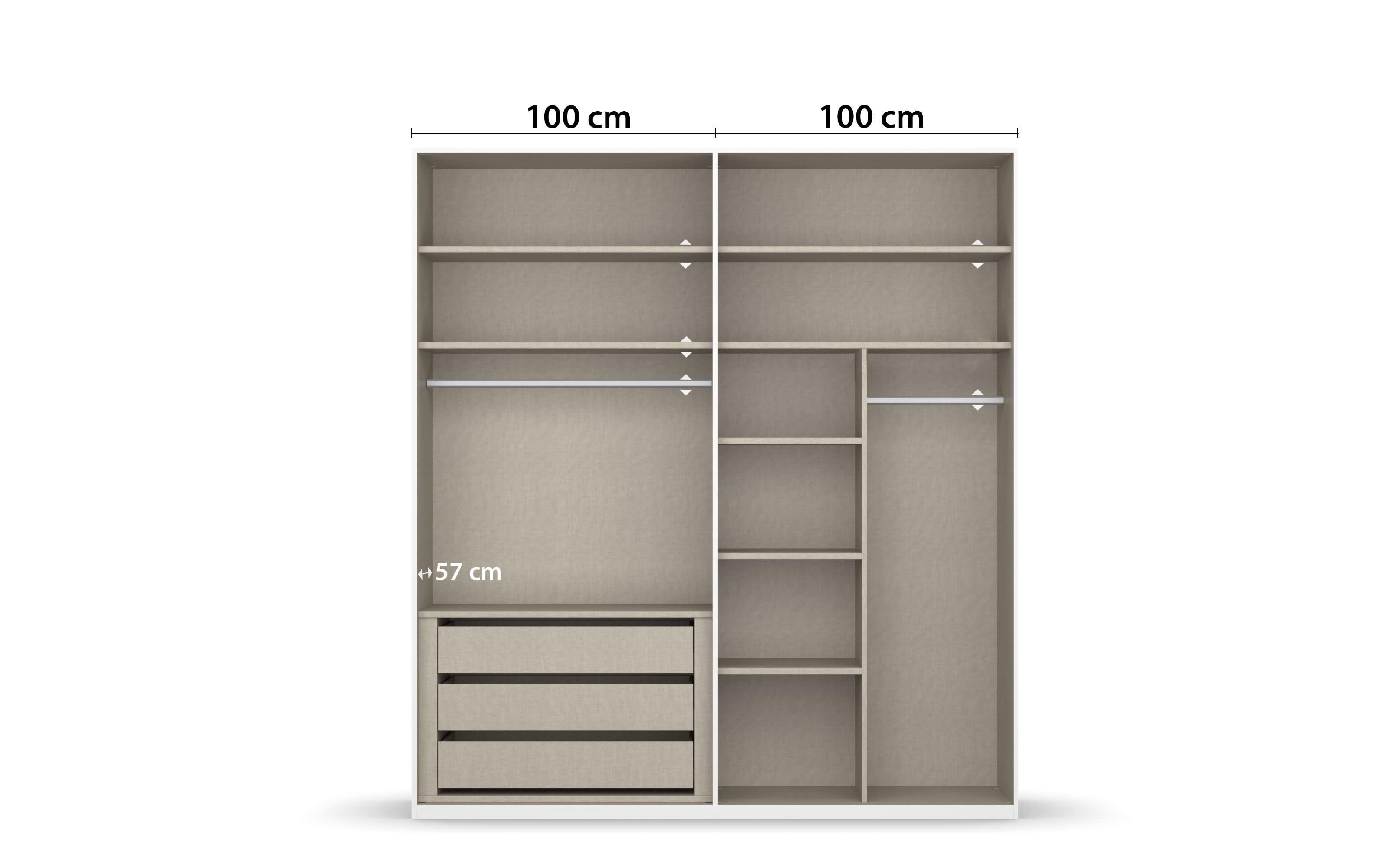 Drehtürenkleiderschrank Montclar, graphit matt, 200 x 223 cm, inkl. umfangreicher Zusatzausstattung
