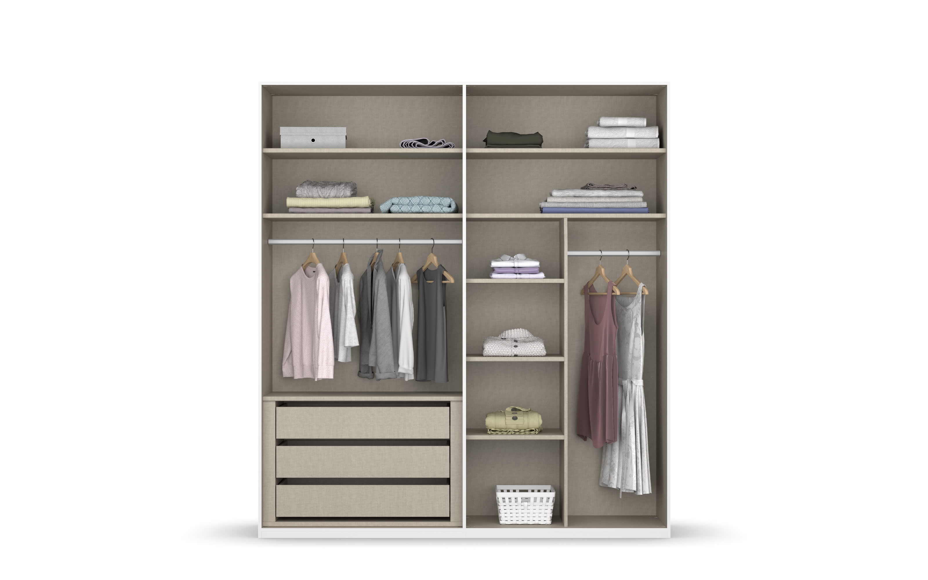 Drehtürenkleiderschrank Montclar, graphit matt, 200 x 223 cm, inkl. umfangreicher Zusatzausstattung