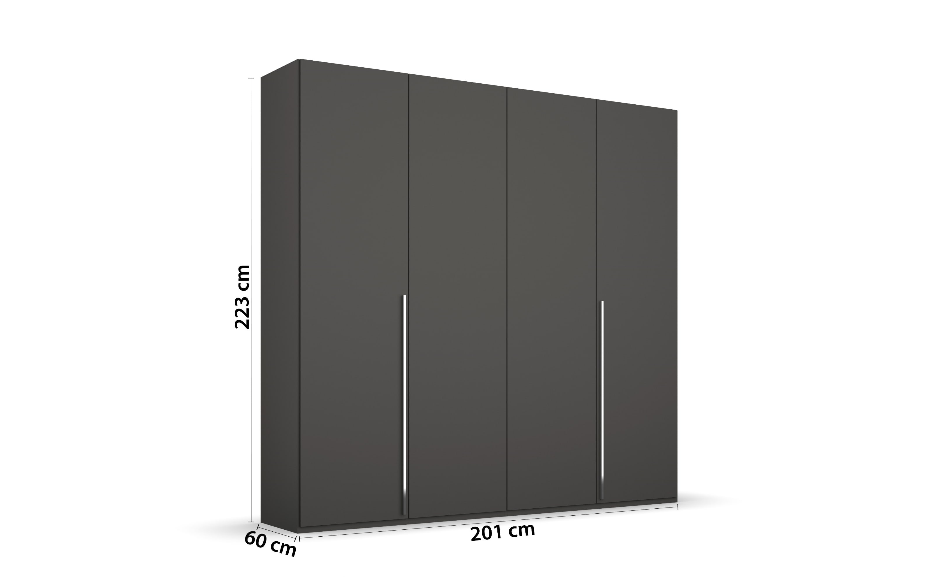 Drehtürenkleiderschrank Montclar, graphit matt, 200 x 223 cm, inkl. umfangreicher Zusatzausstattung