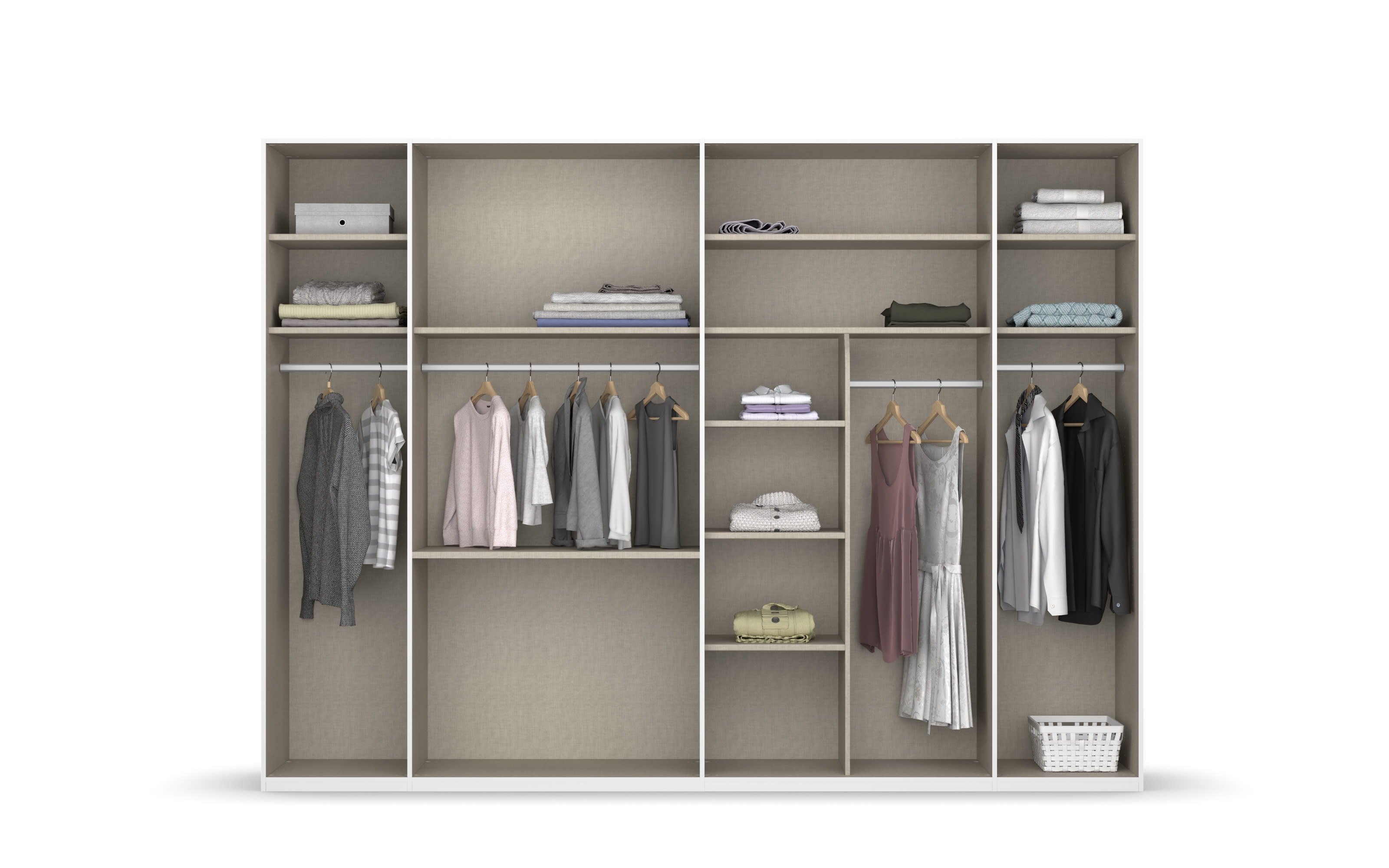Drehtürenkleiderschrank Montclar, graphit matt, 300 x 223 cm, inkl. 2 Spiegeltüren und 3 Schubkästen