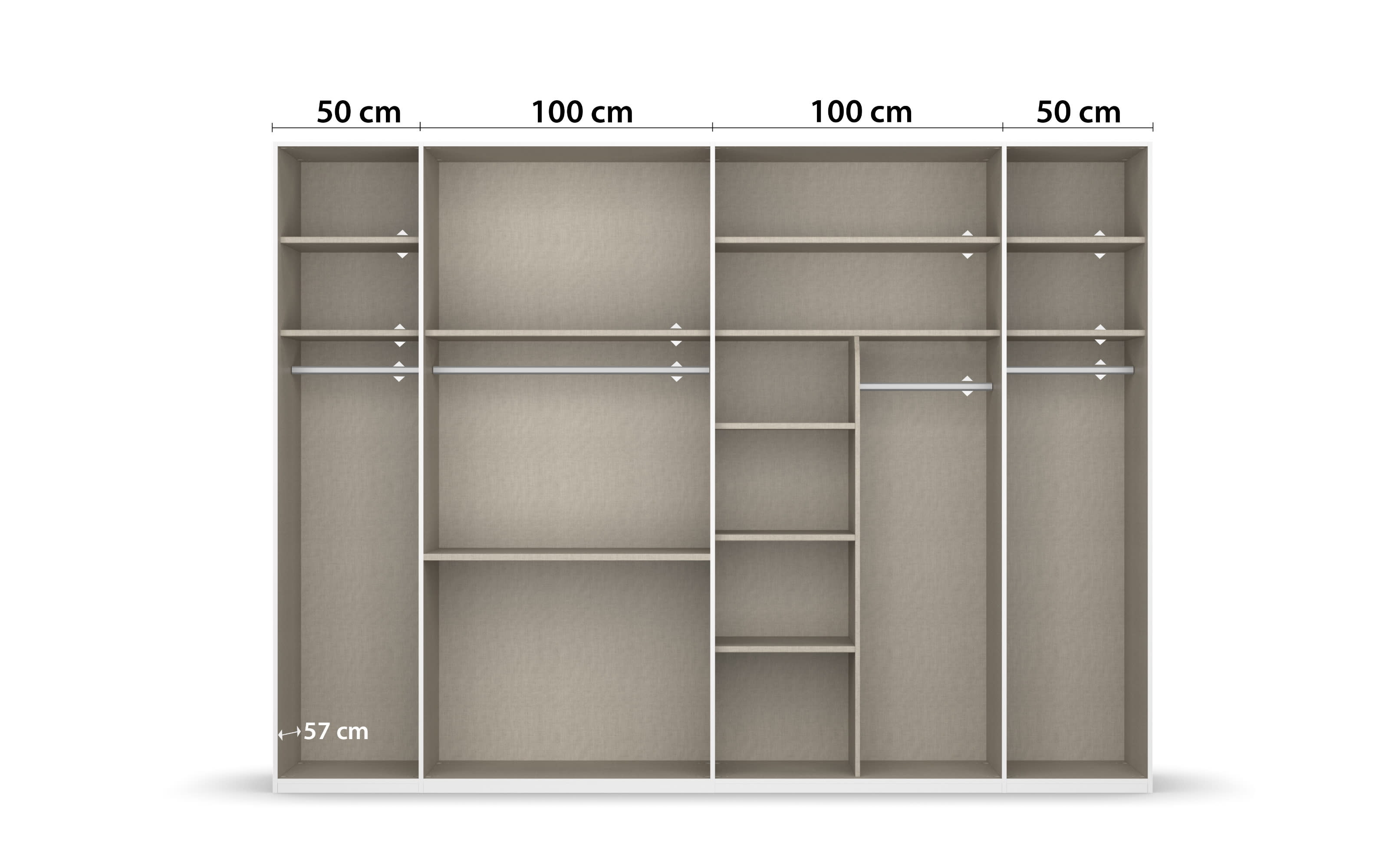 Drehtürenkleiderschrank Montclar, graphit matt, 300 x 223 cm, inkl. 2 Spiegeltüren und 3 Schubkästen