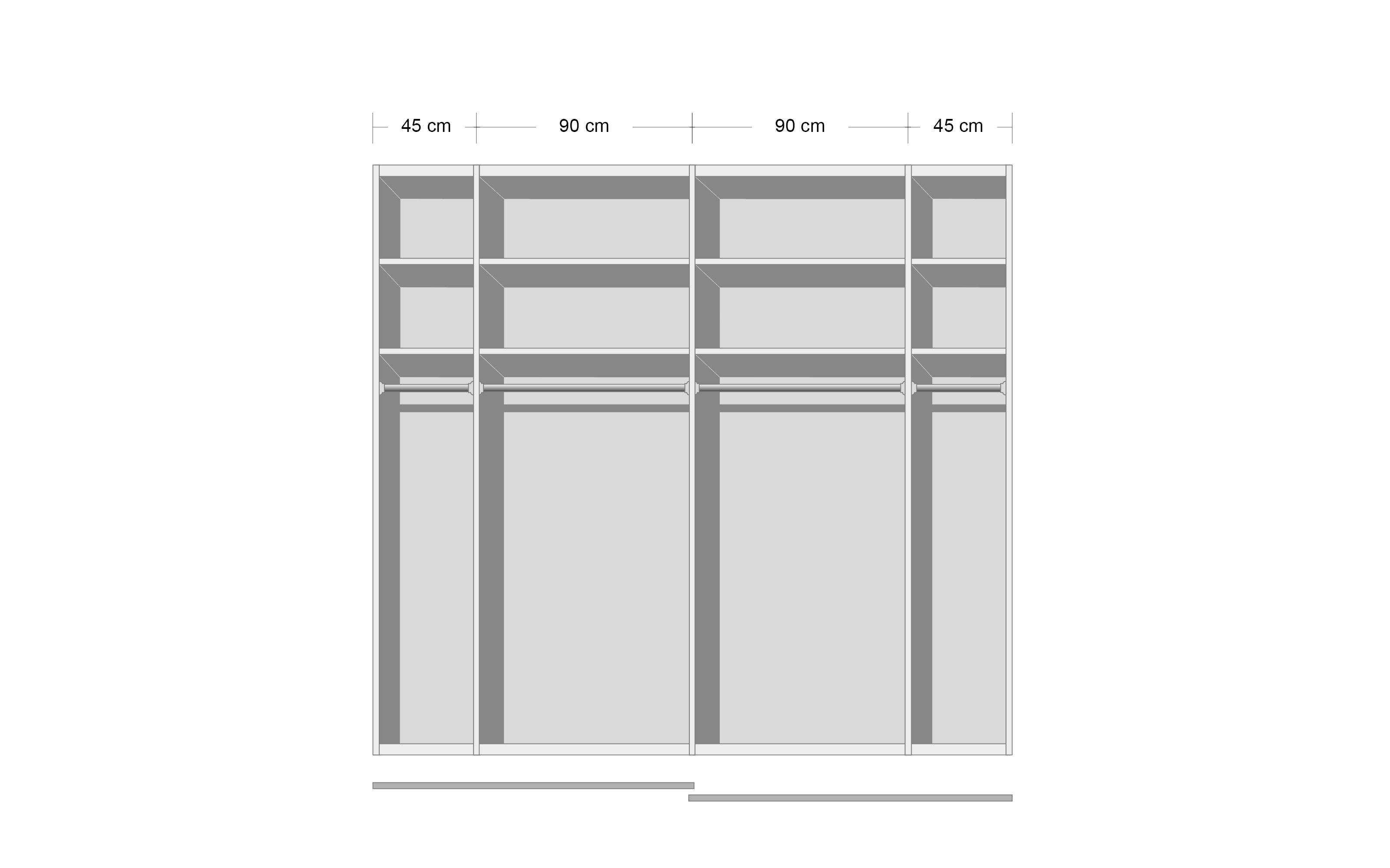 Schlafzimmer Madea, alpinweiß/graphit, 180 x 200 cm, Schrank 271 x 223 cm