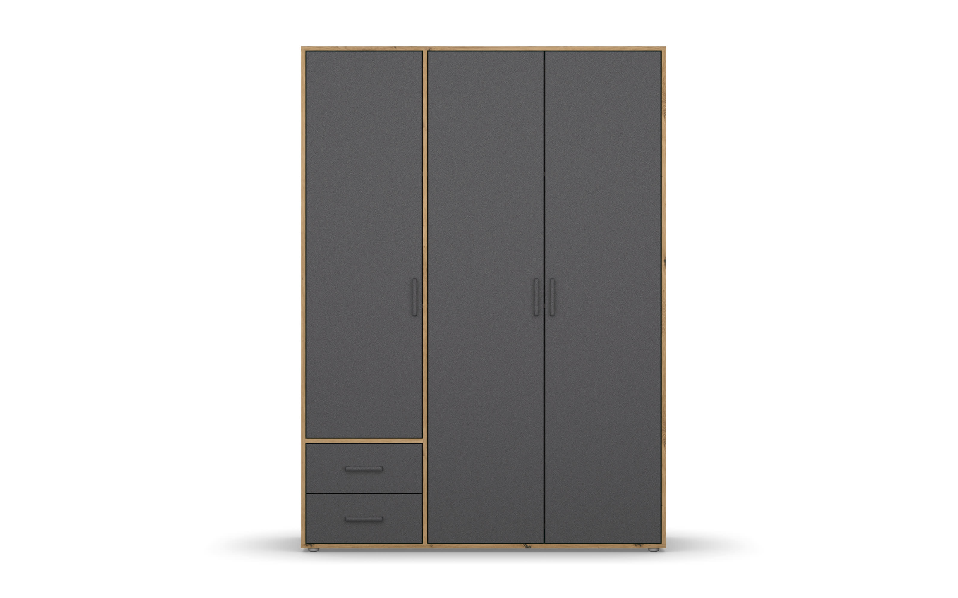 Drehtürenschrank Voyager, grau, 140 x 194 cm, inkl. 2 Schubkästen