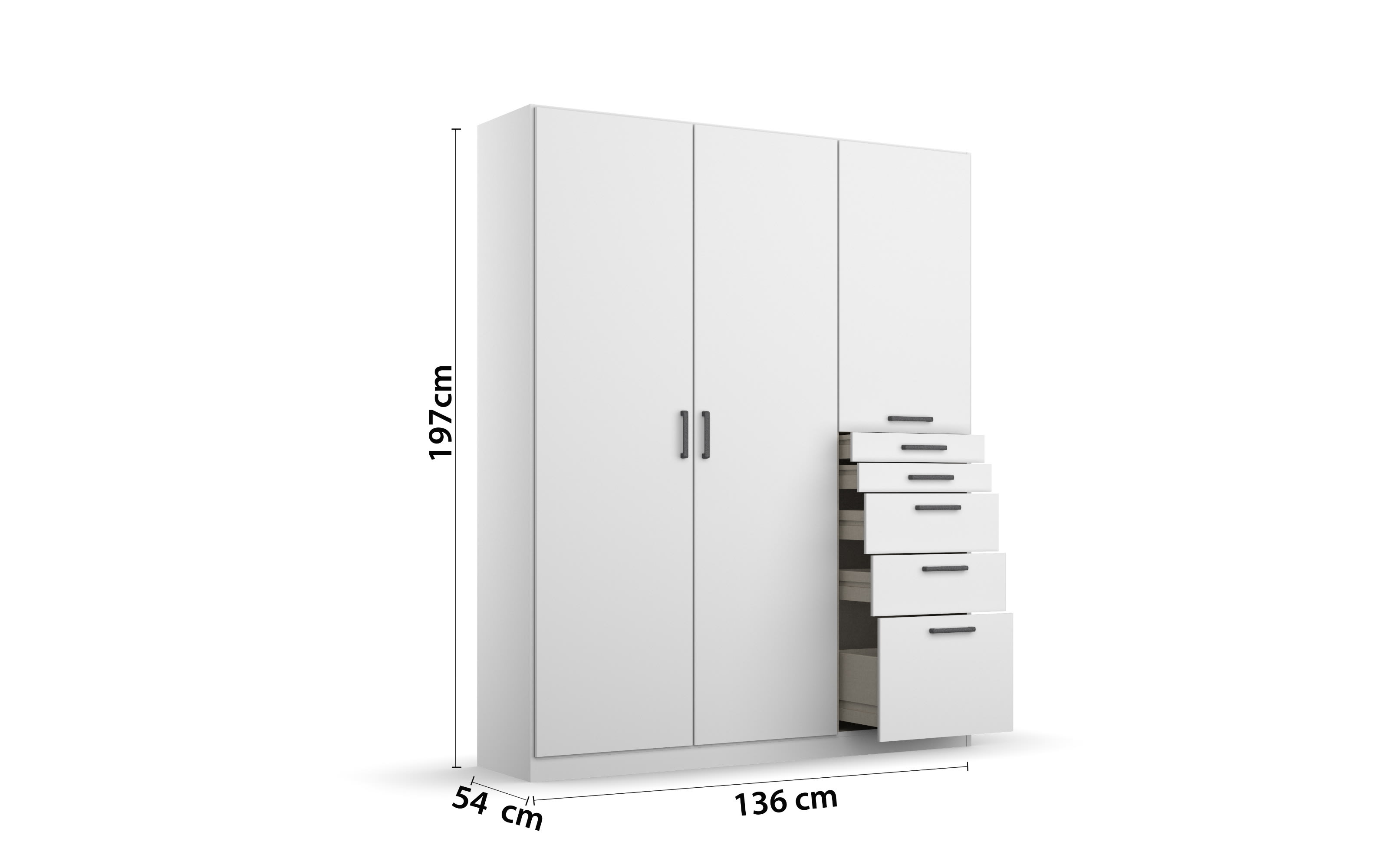 Drehtürenschrank 02L8 Allrounder, alpinweiß, 136 x 197 cm 