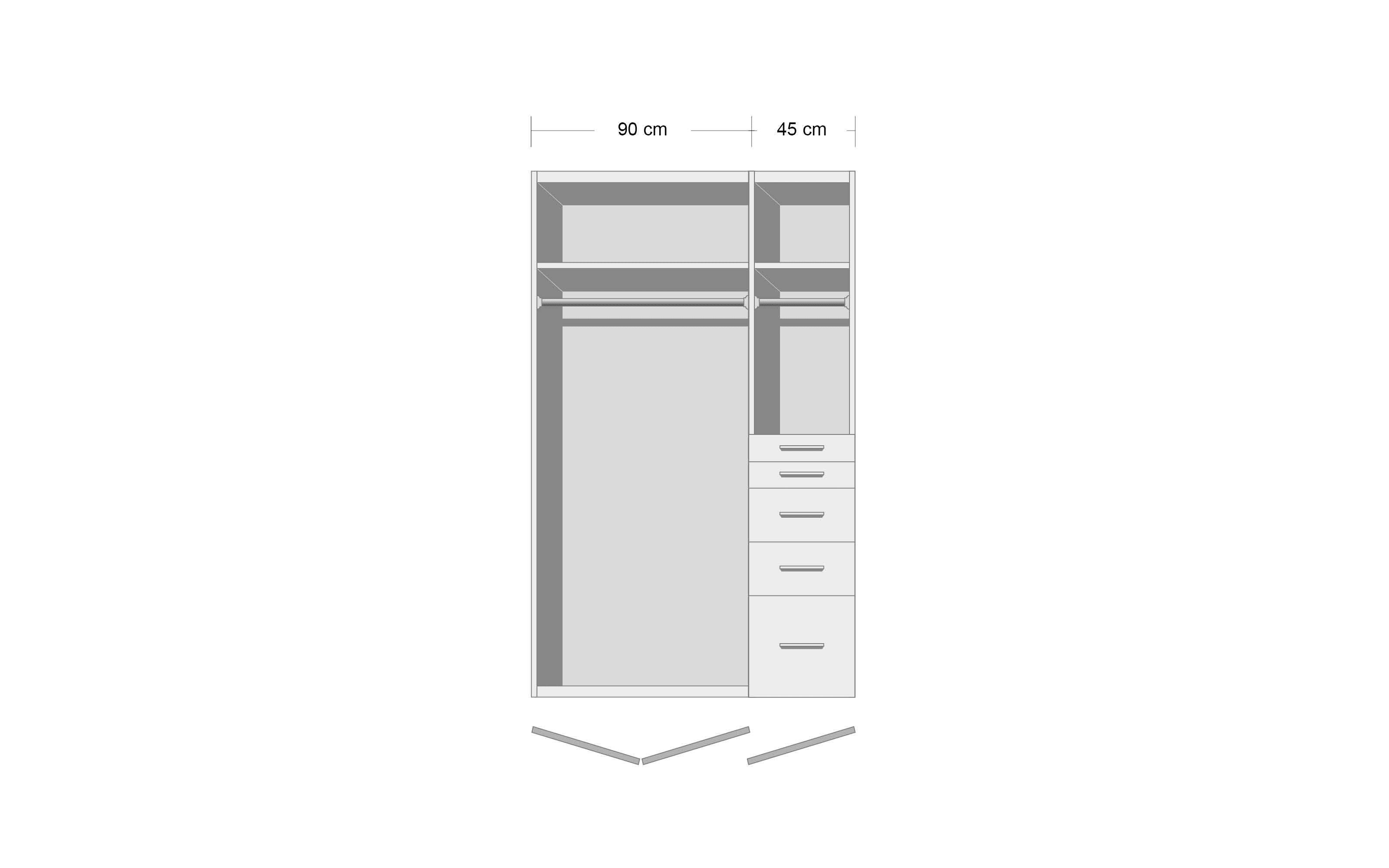 Drehtürenschrank 02L8 Allrounder, alpinweiß, 136 x 197 cm 