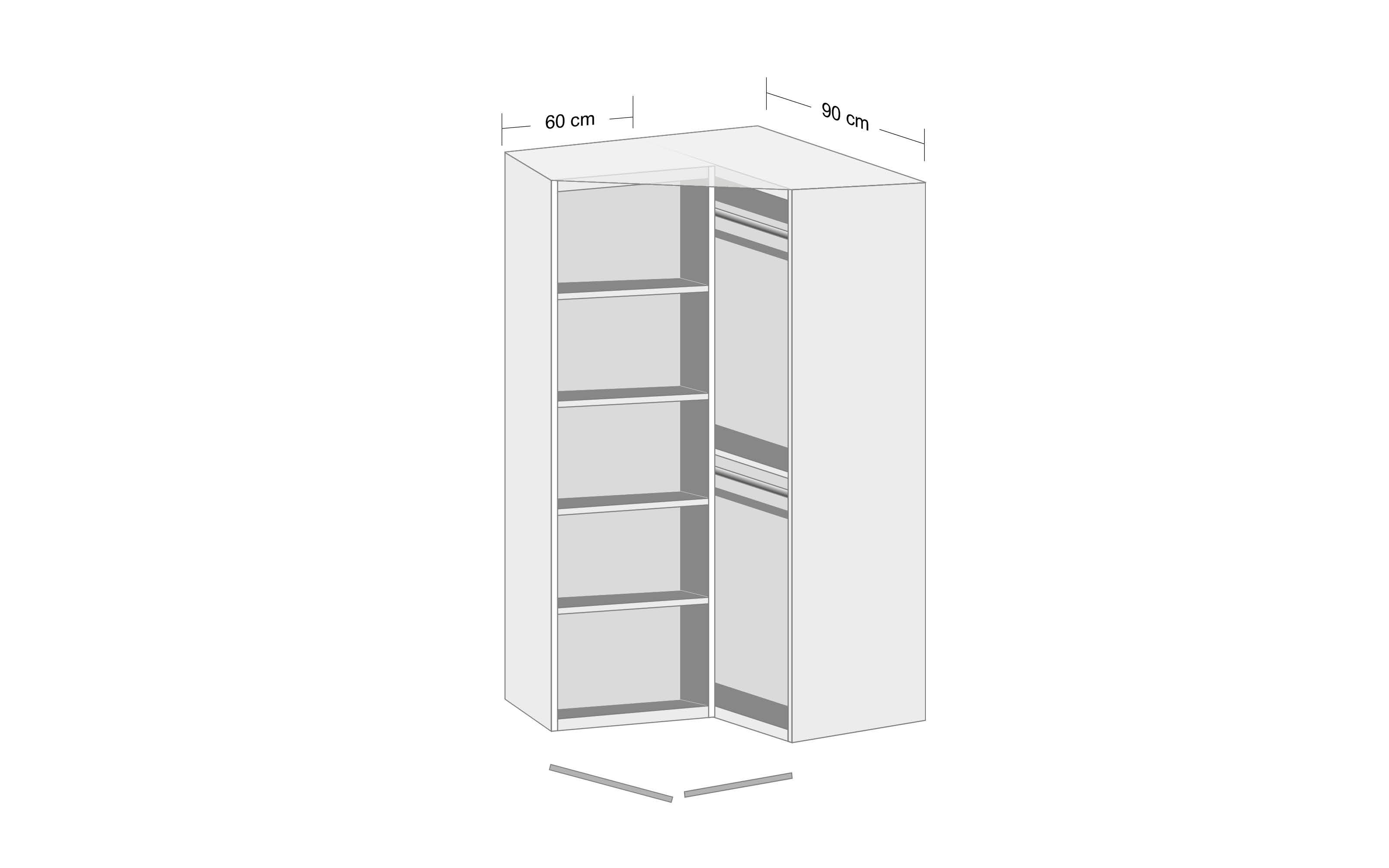 Eckkleiderschrank 3252 Allrounder, alpinweiß, 117 x 197 cm 