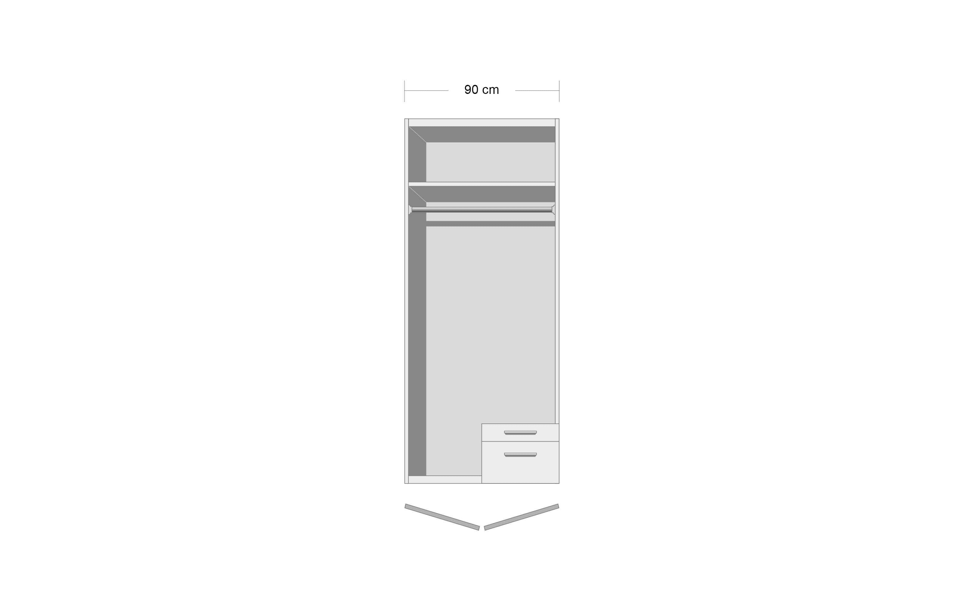 Drehtürenschrank 32Q1 Allrounder, alpinweiß, 91 x 197 cm