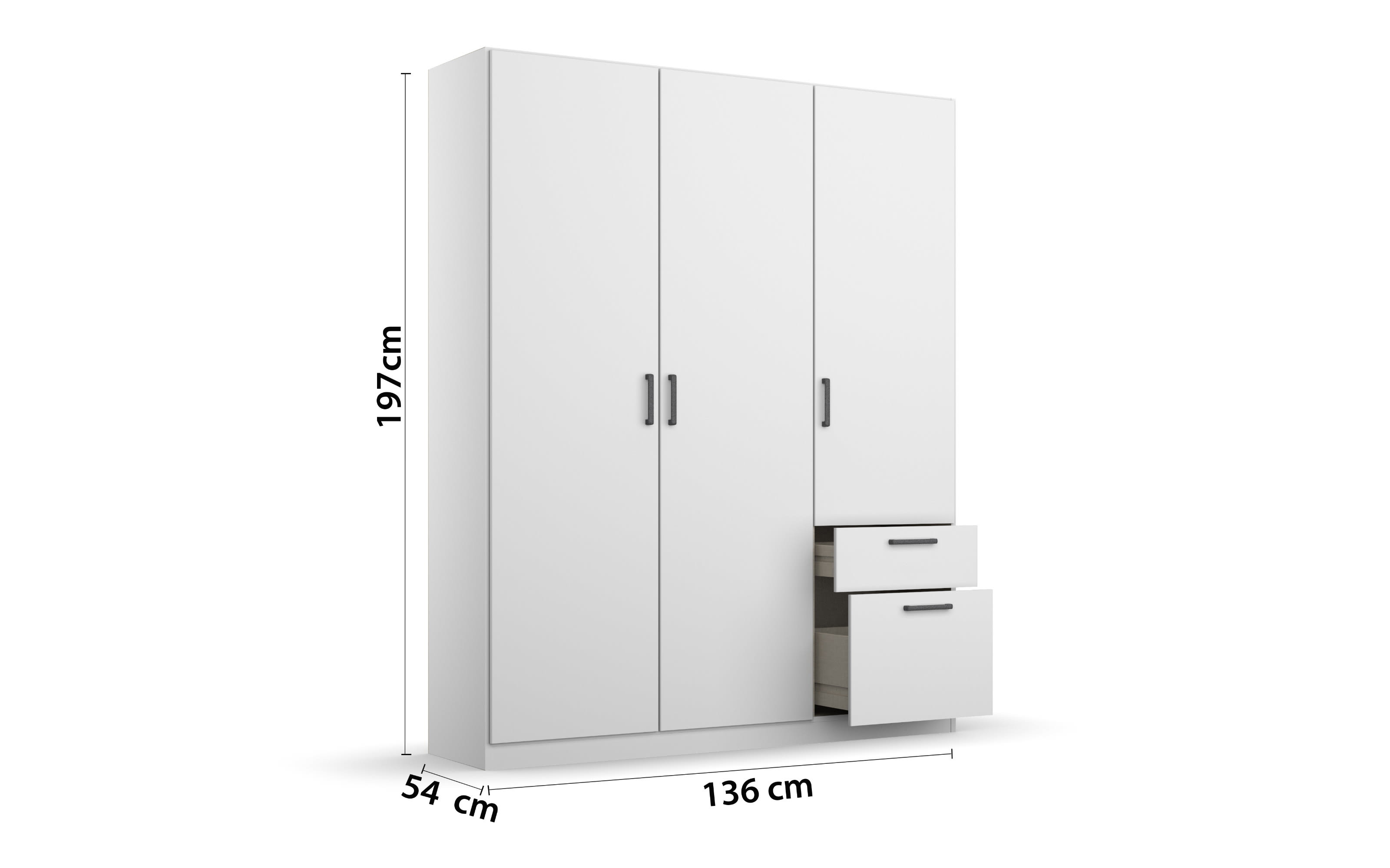 Drehtürenschrank 32Q2 Allrounder, alpinweiß, 136 x 197 cm