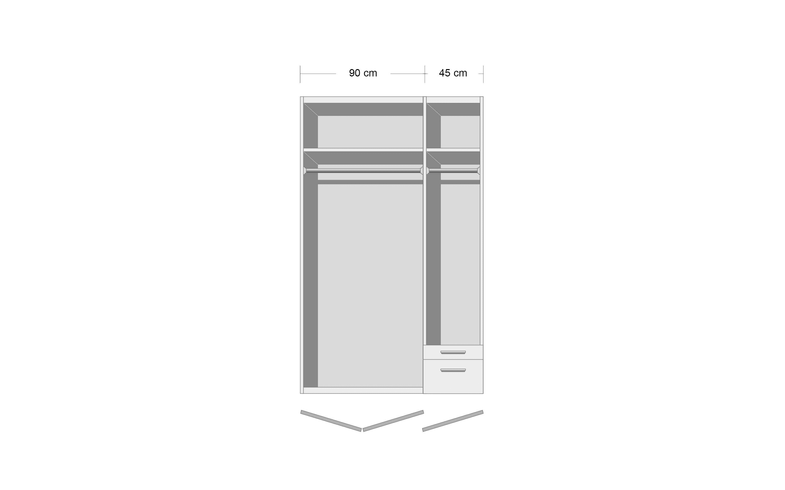 Drehtürenschrank 32Q2 Allrounder, alpinweiß, 136 x 197 cm