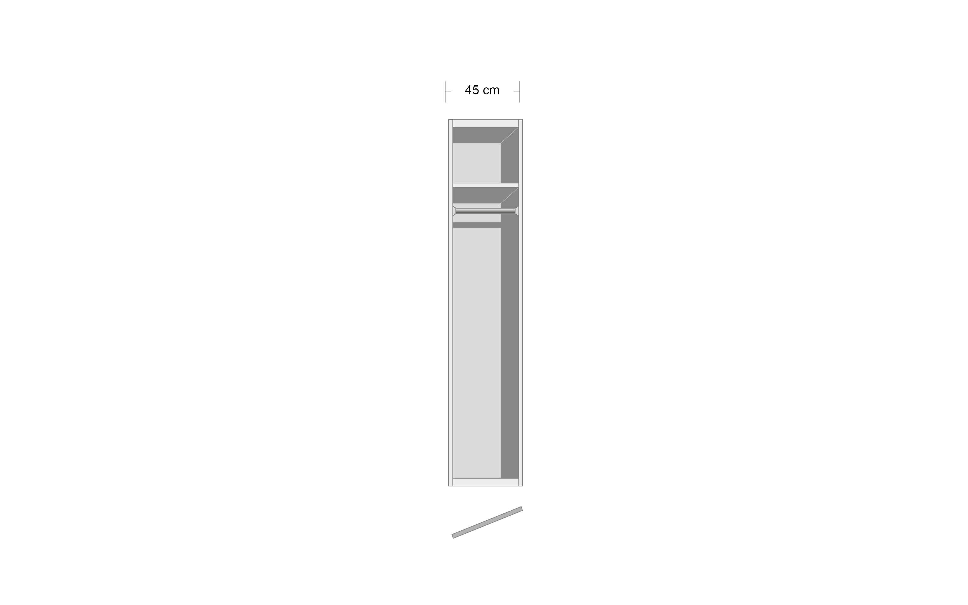 Drehtürenschrank 3726 Allrounder, alpinweiß, 47 x 197 cm 