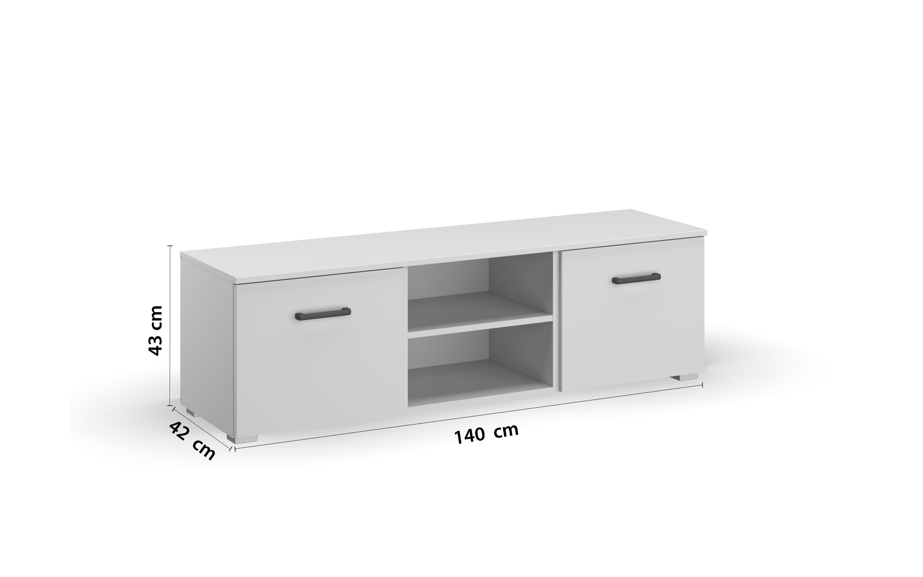 TV-Element 6S01 Allrounder, alpinweiß, 2-türig, 140 x 43 cm