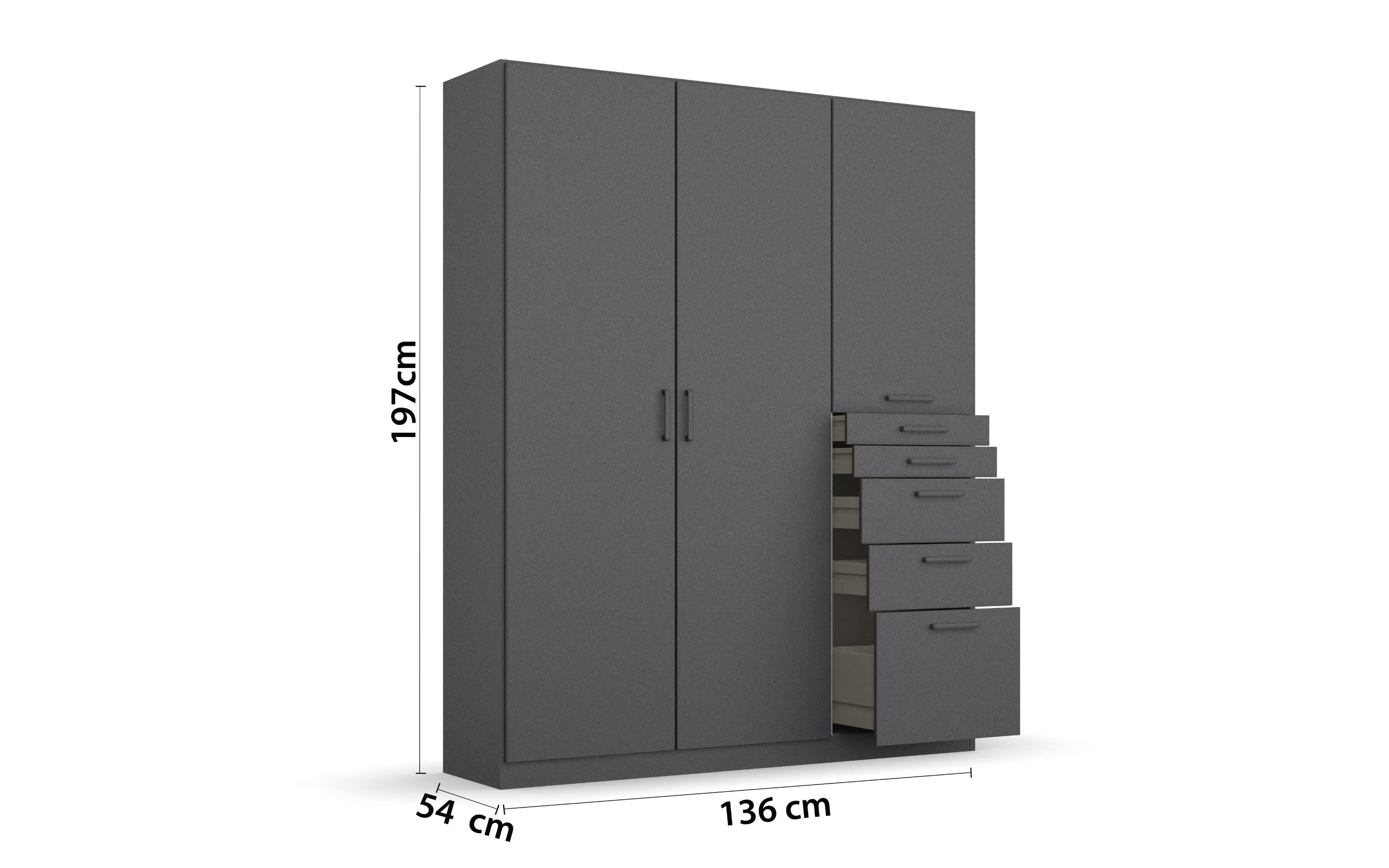 Drehtürenschrank 02L8 Allrounder, grau, 136 x 197 cm