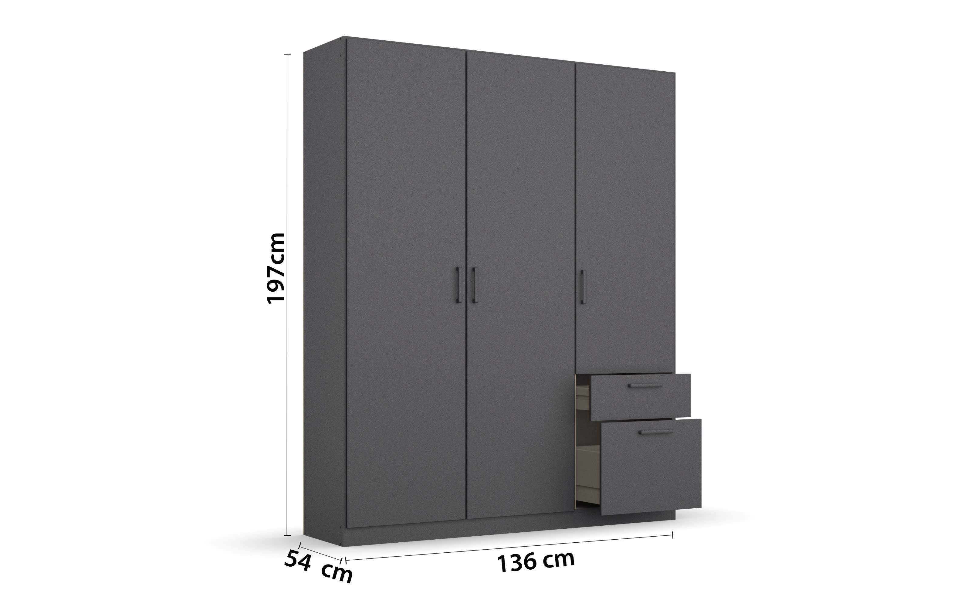 Drehtürenschrank 32Q2 Allrounder, grau, 136 x 197 cm
