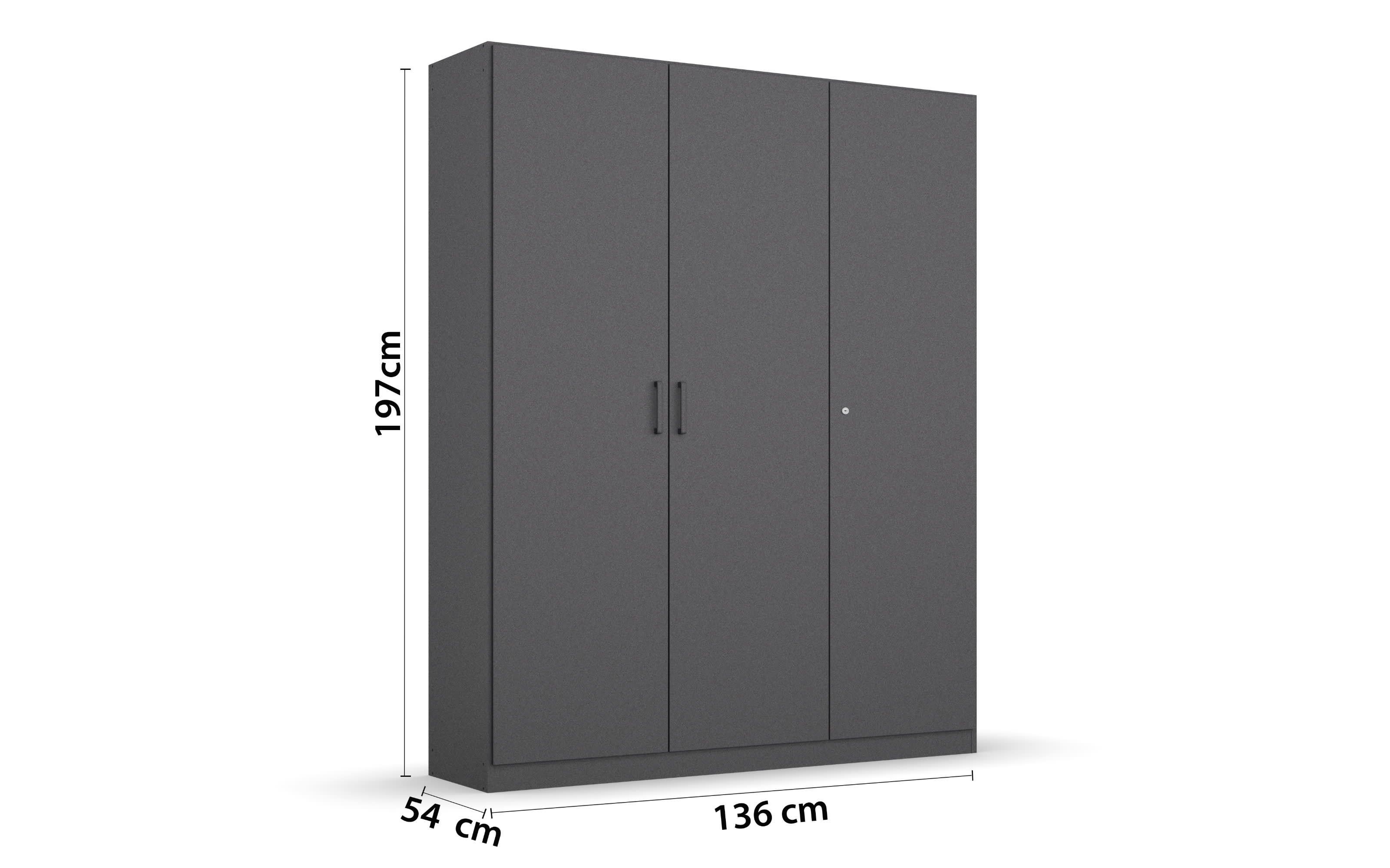 Drehtürenschrank 36A4 Allrounder, grau, 136 x 197 cm