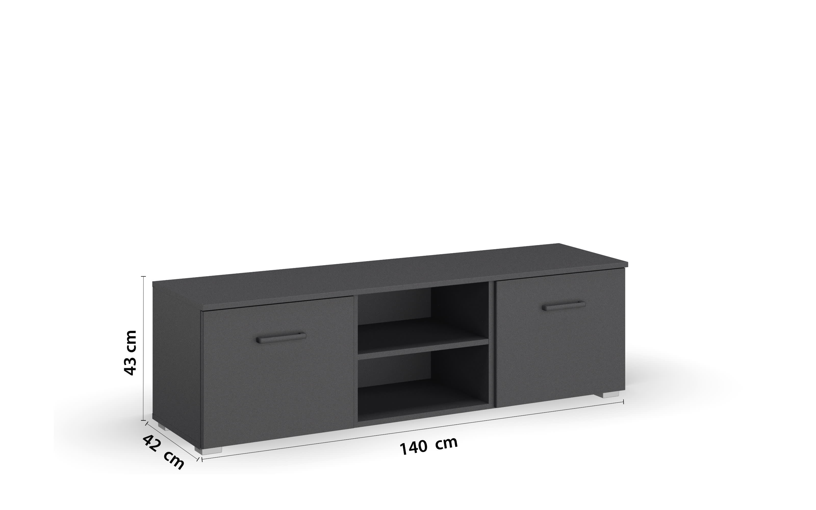 TV-Element 6S01 Allrounder, grau, 140 x 43 cm