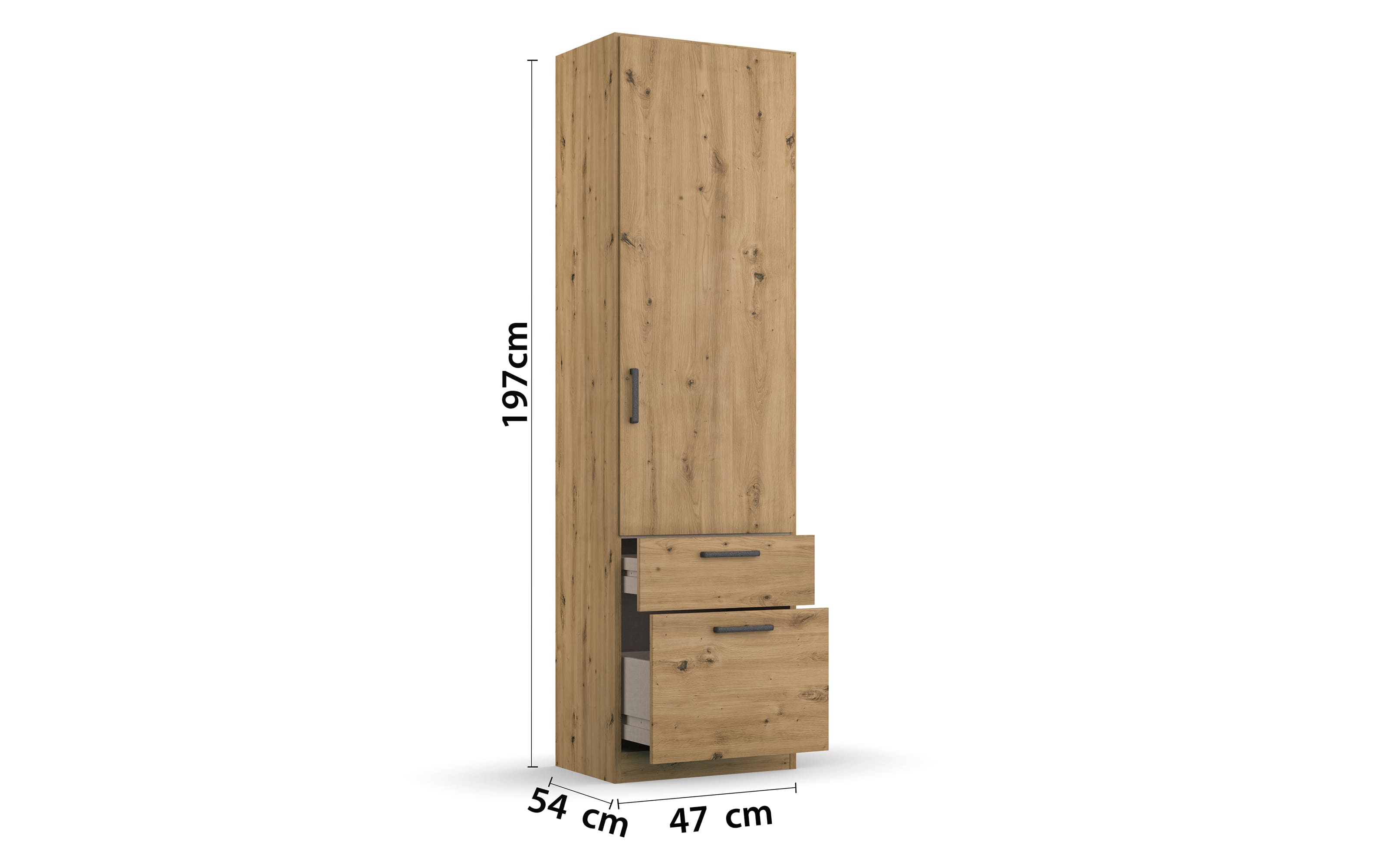 Drehtürenschrank 33Q0 Allrounder, Eiche Artisan Nachbildung, 47 x 197 cm 