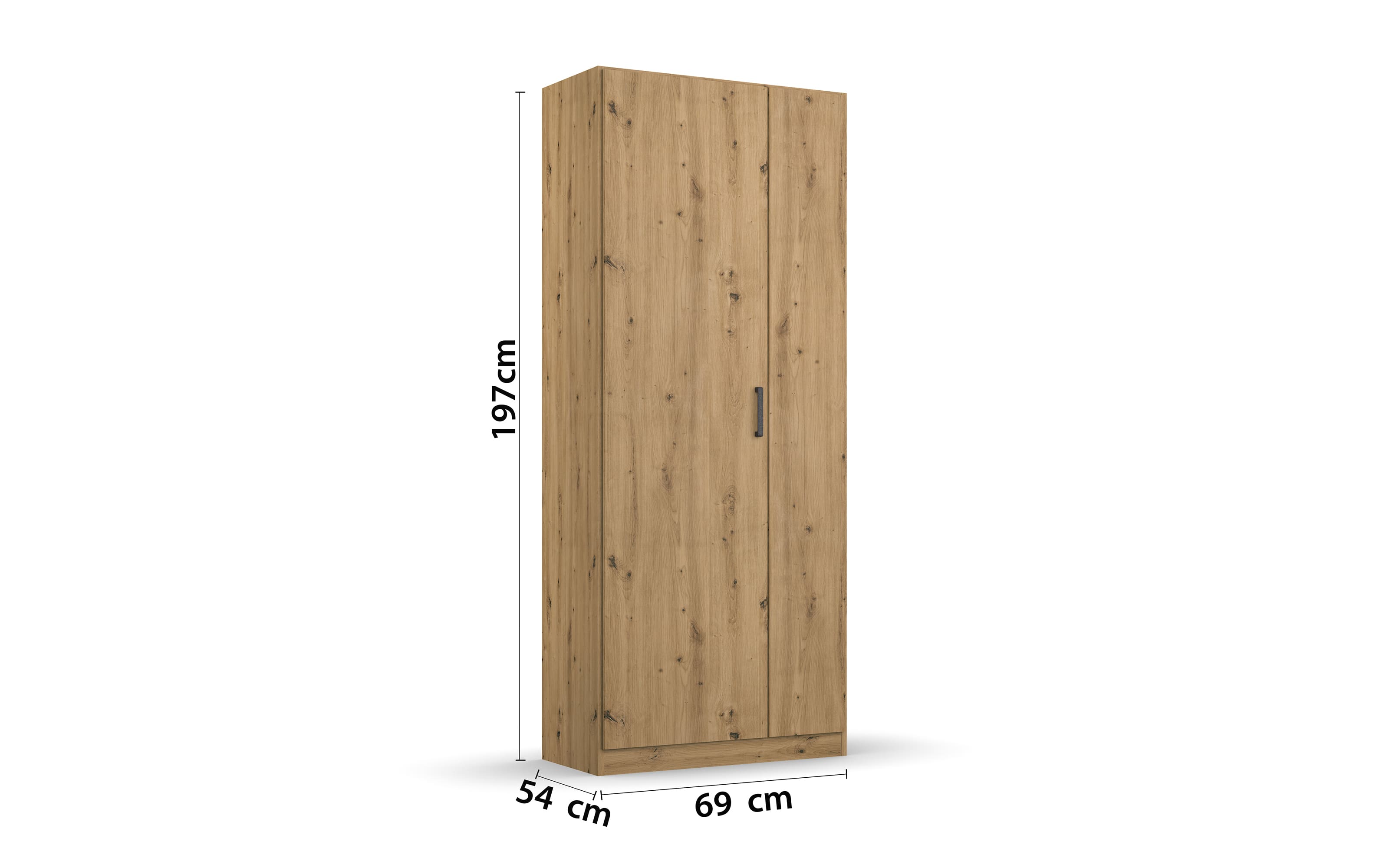 Drehtürenschrank 3555 Allrounder, Eiche Artisan Nachbildung, 69 x 197 cm 