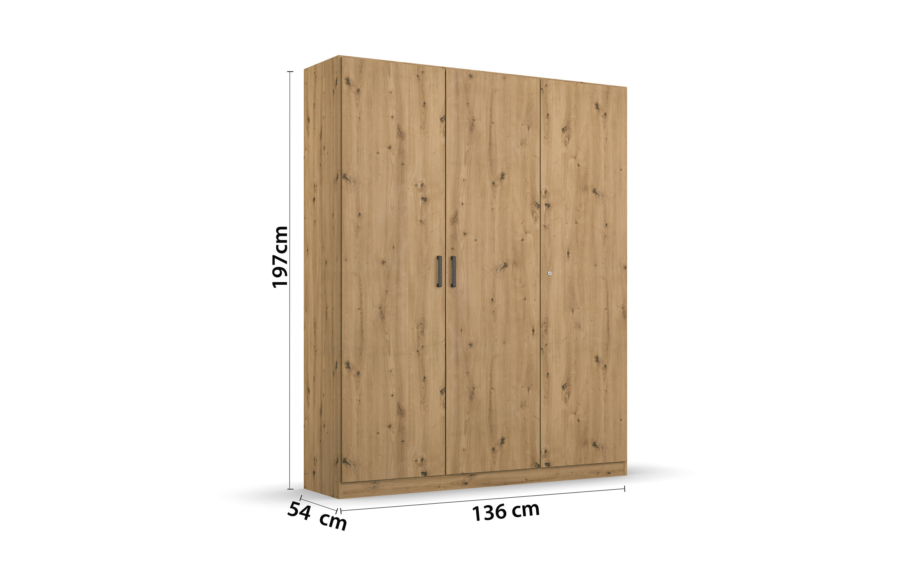 Drehtürenschrank 36A4 Allrounder, Eiche Artisan Nachbildung, 136 x 197 cm 