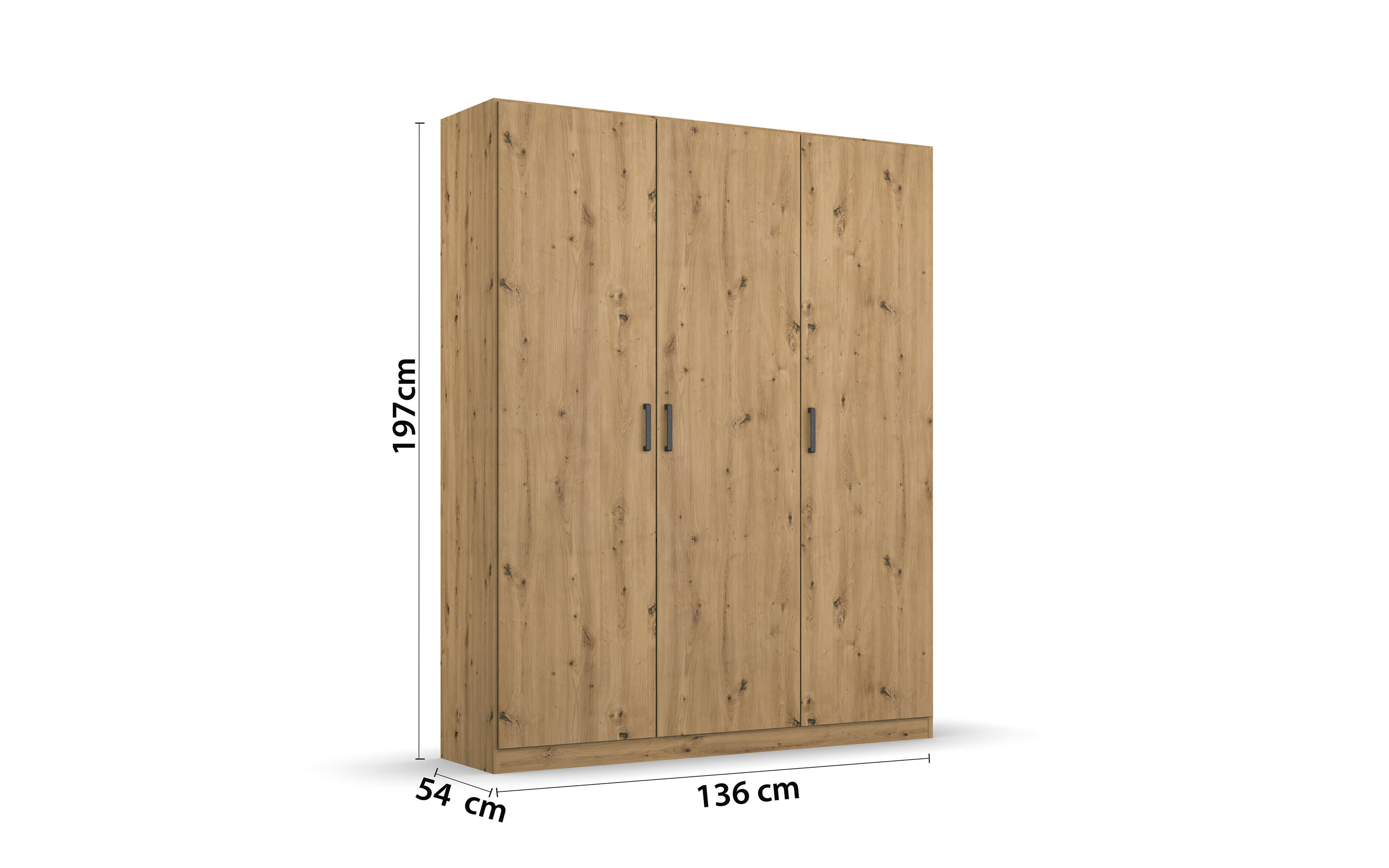 Drehtürenschrank 3732 Allrounder, Eiche Artisan Nachbildung, 136 x 197 cm 