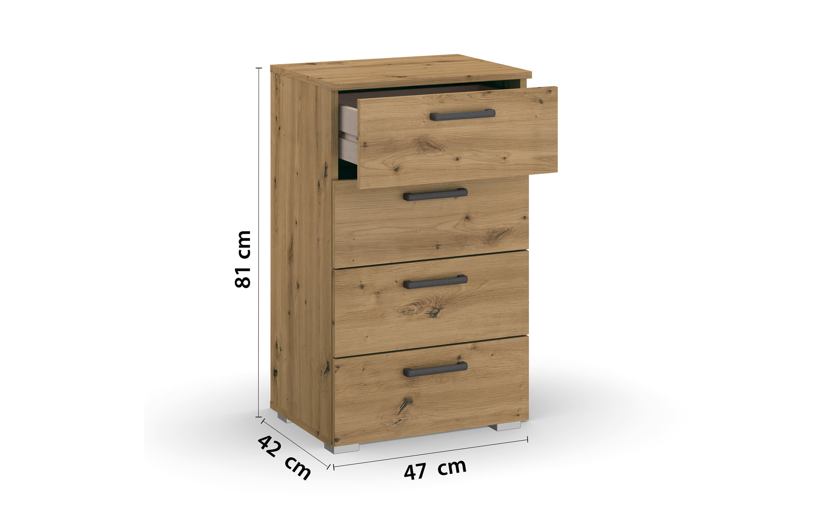 Kommode 637F Allrounder, Eiche Artisan Nachbildung,  47 x 81 cm 