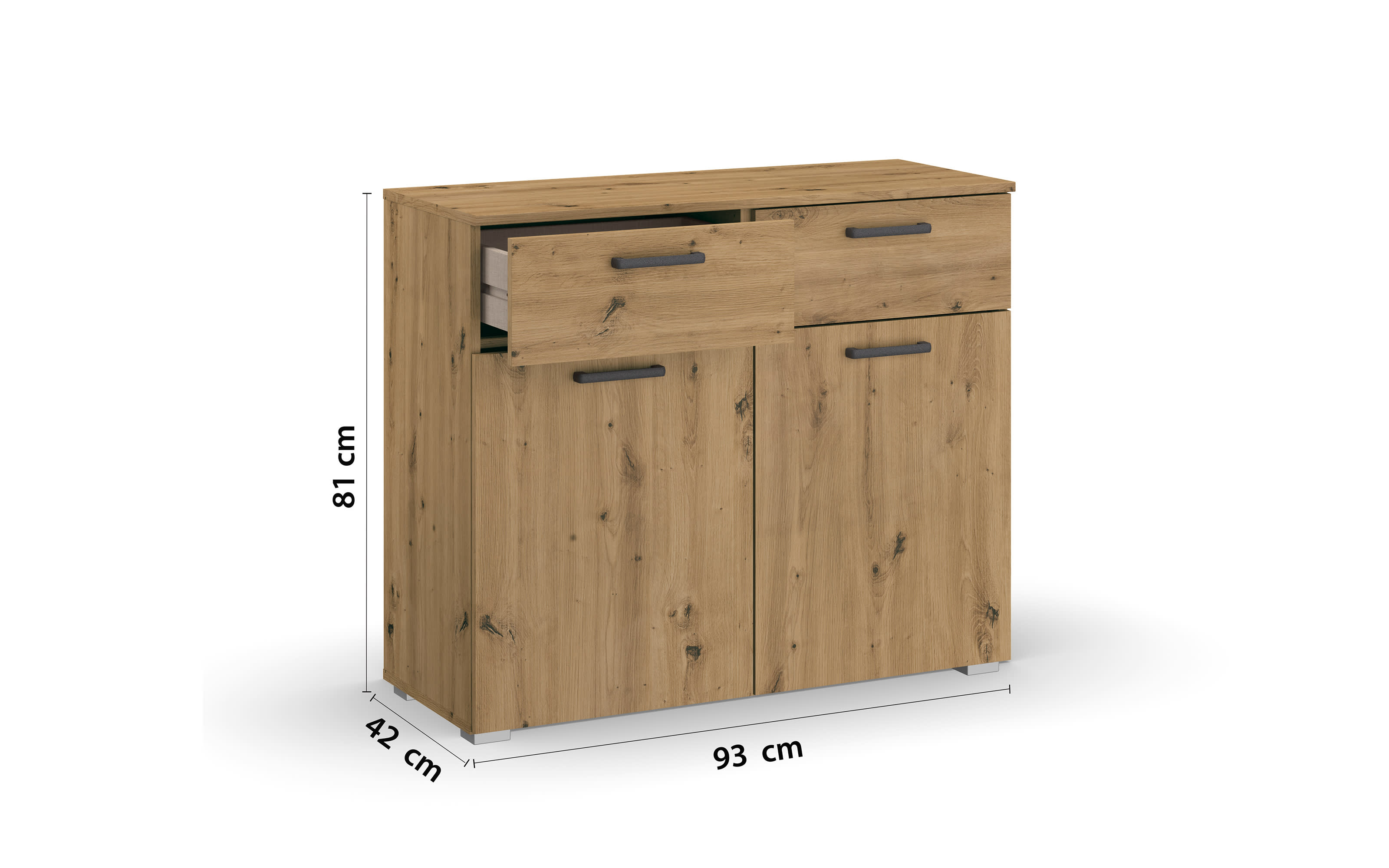 Kommode 639H Allrounder, Eiche Artisan Nachbildung, 93 x 81 cm 