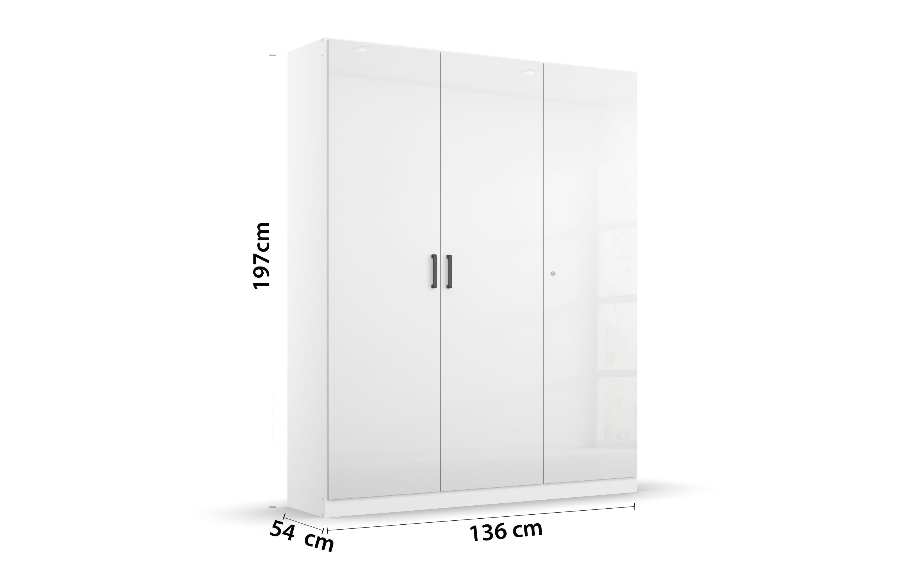 Drehtürenschrank 39A4 Allrounder, weiß, 136 x 197 cm