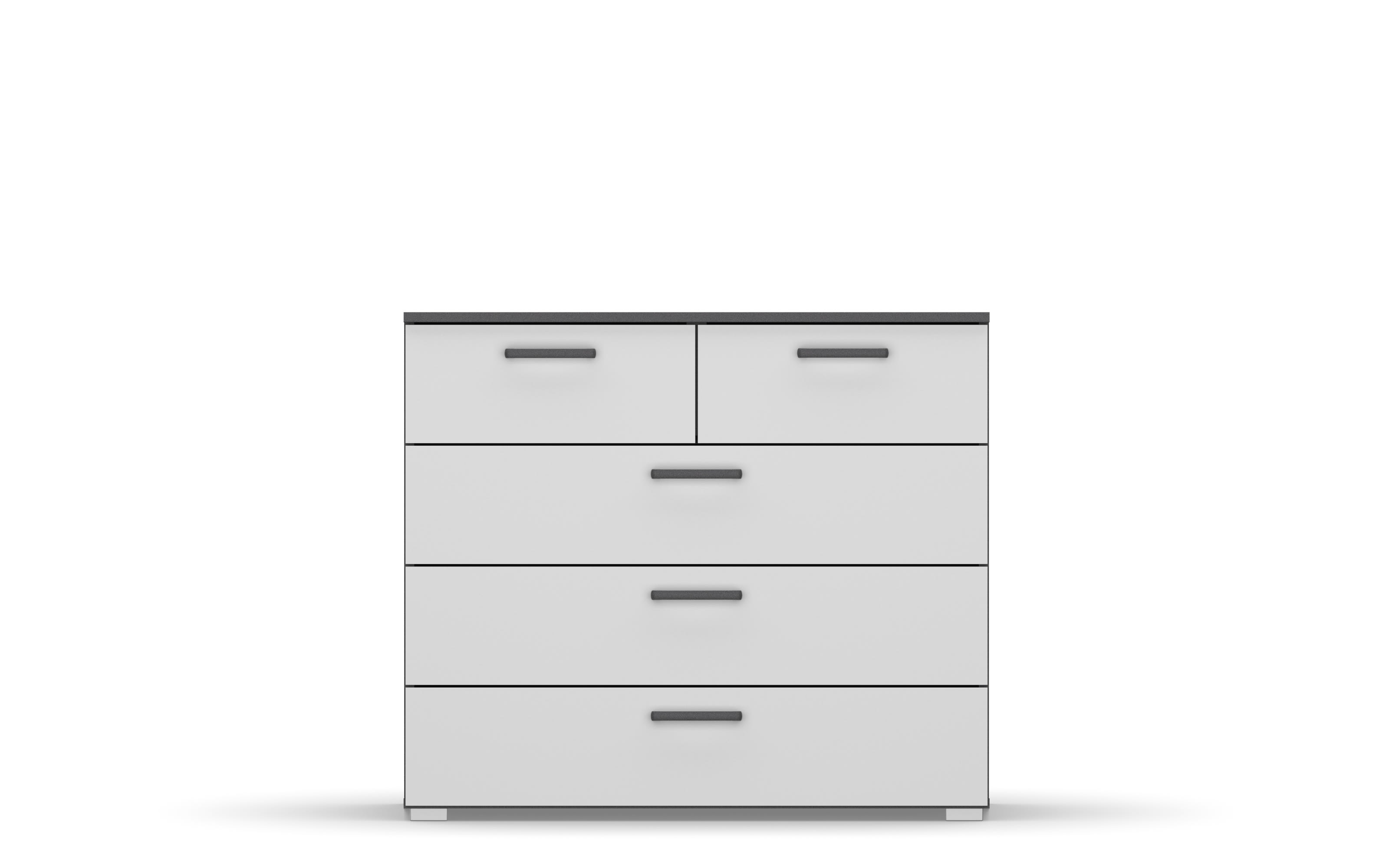 Kommode Allrounder, grau metallic/alpinweiß, 2 schmale und 3 breite Schubkästen