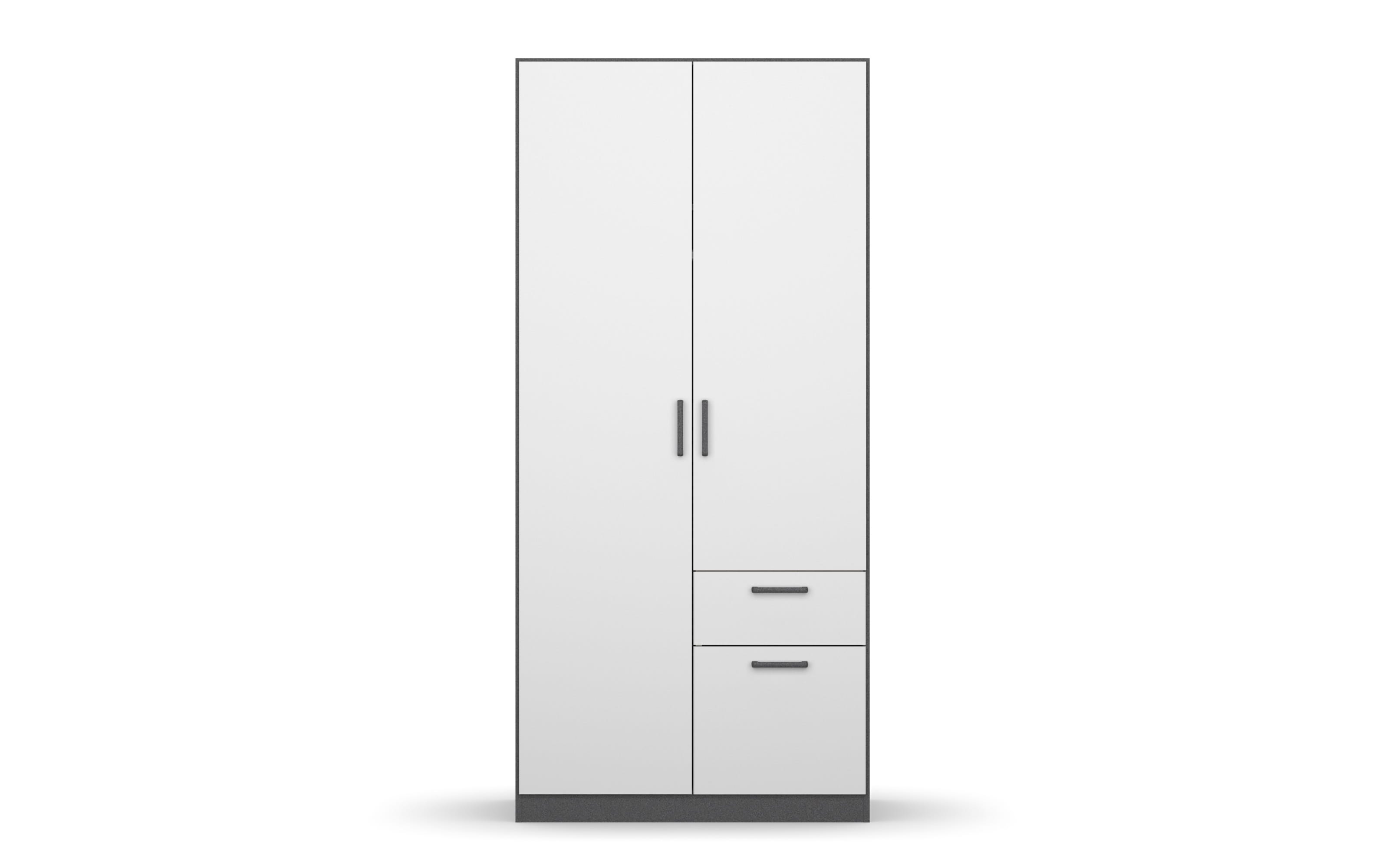 Drehtürenschrank Allrounder, grau metallic/alpinweiß, 2-türig, 2 Schubkästen