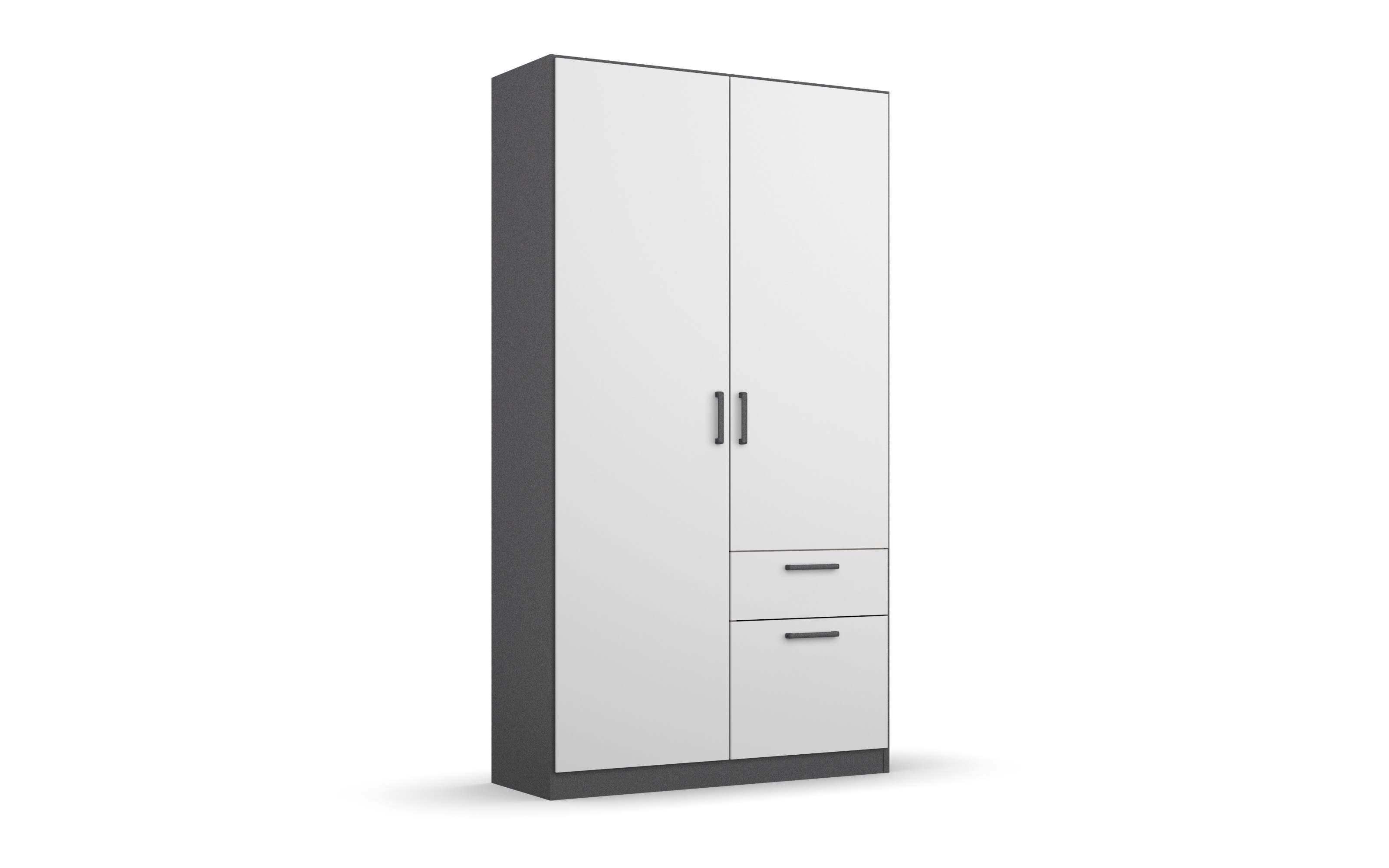 Drehtürenschrank Allrounder, grau metallic/alpinweiß, 2-türig, 2 Schubkästen