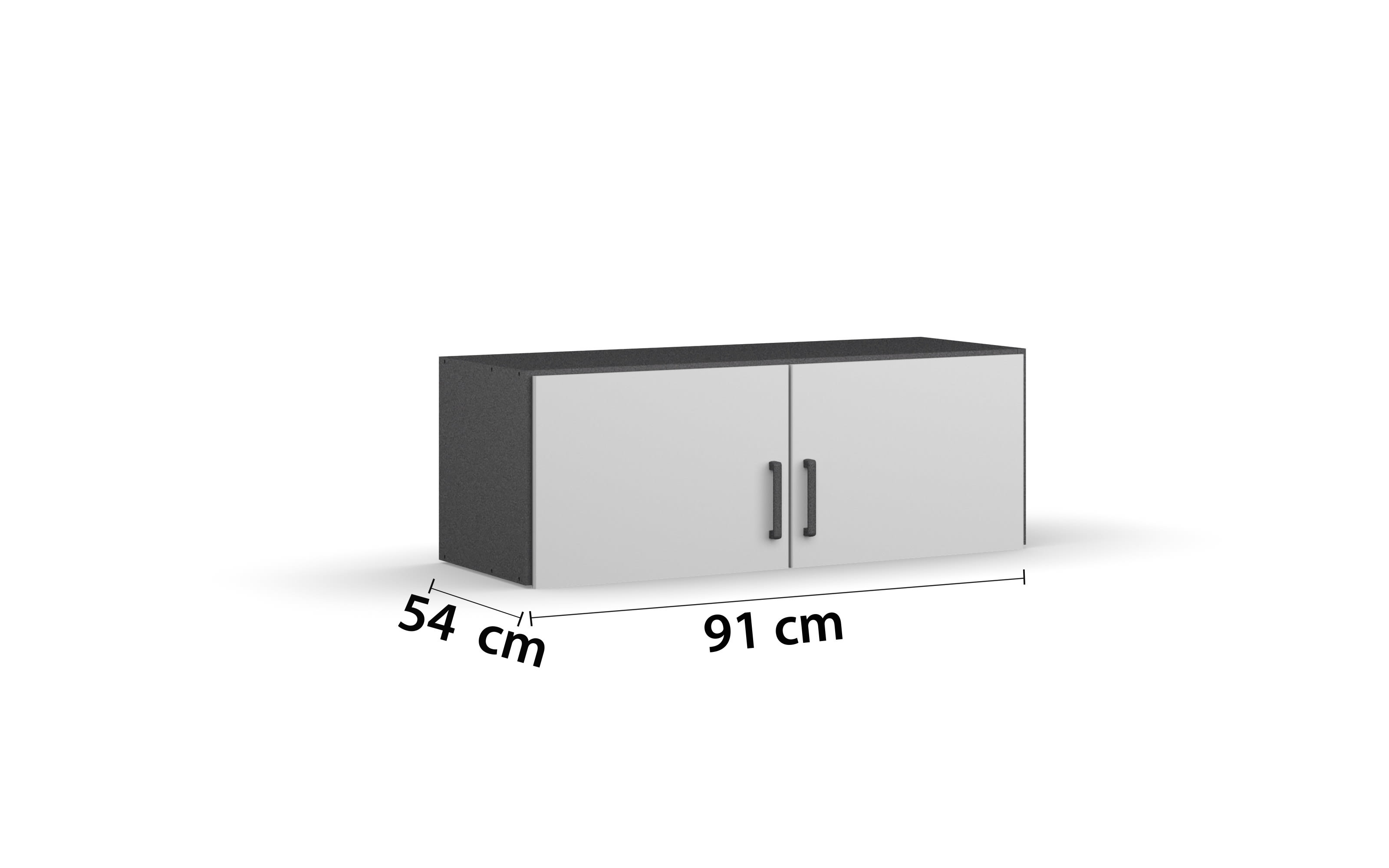 Aufsatzschrankk Allrounder, grau metallic/alpinweiß, 2-türig