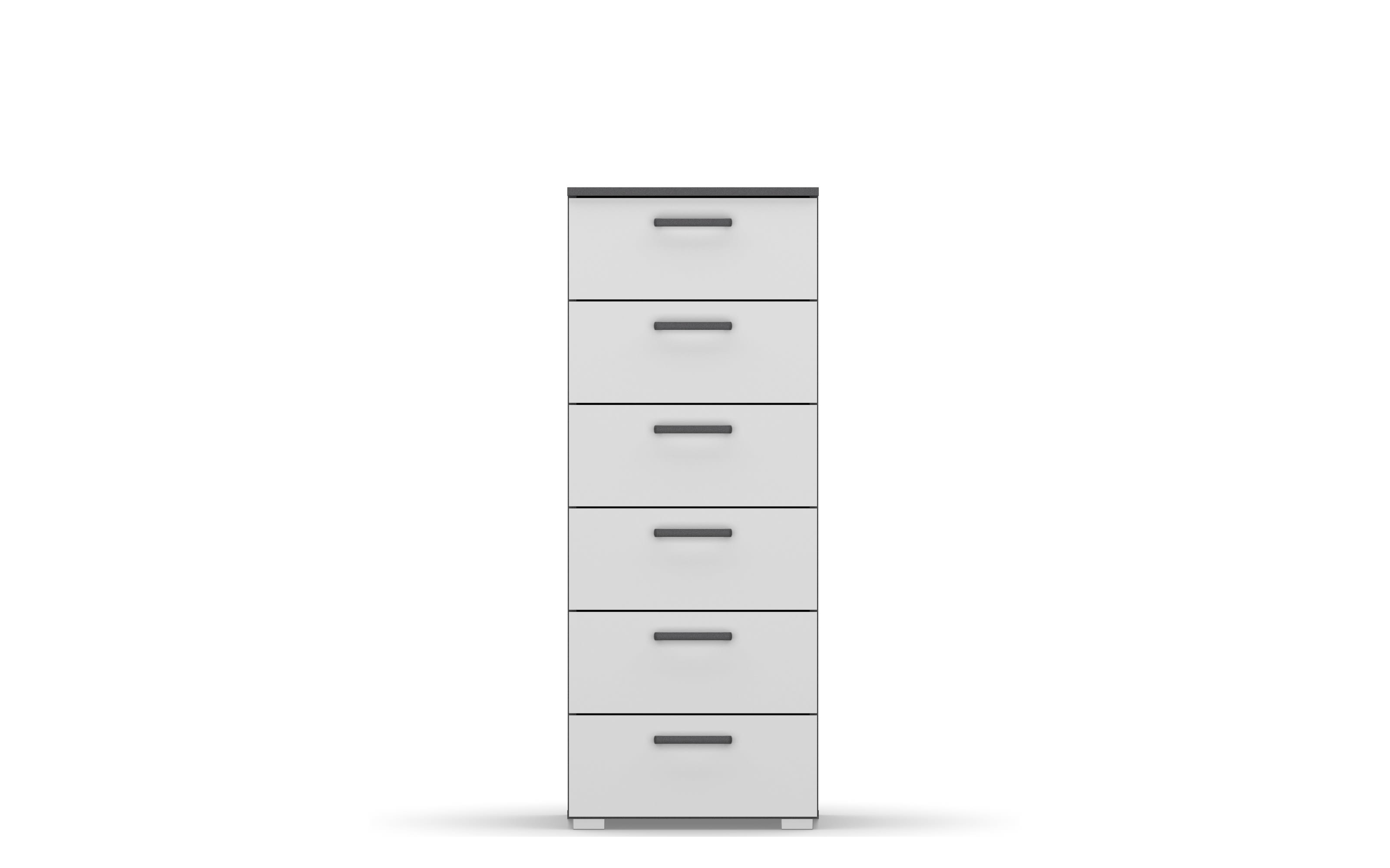 Kommode Allrounder, grau metallic/alpinweiß, 6 Schubkästen