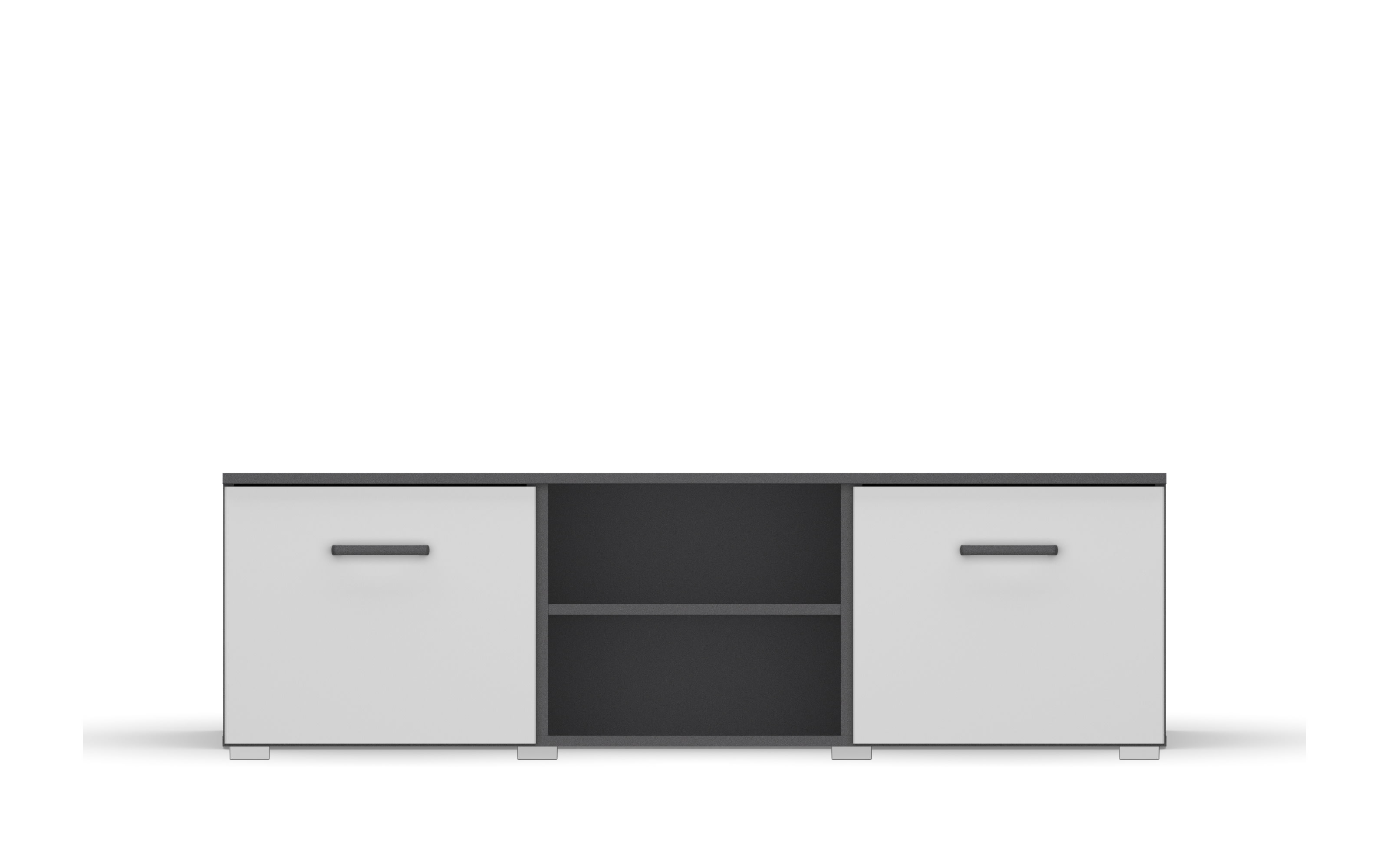 TV-Element Allrounder, grau metallic/alpinweiß, 2-türig, 2 offene Fächer