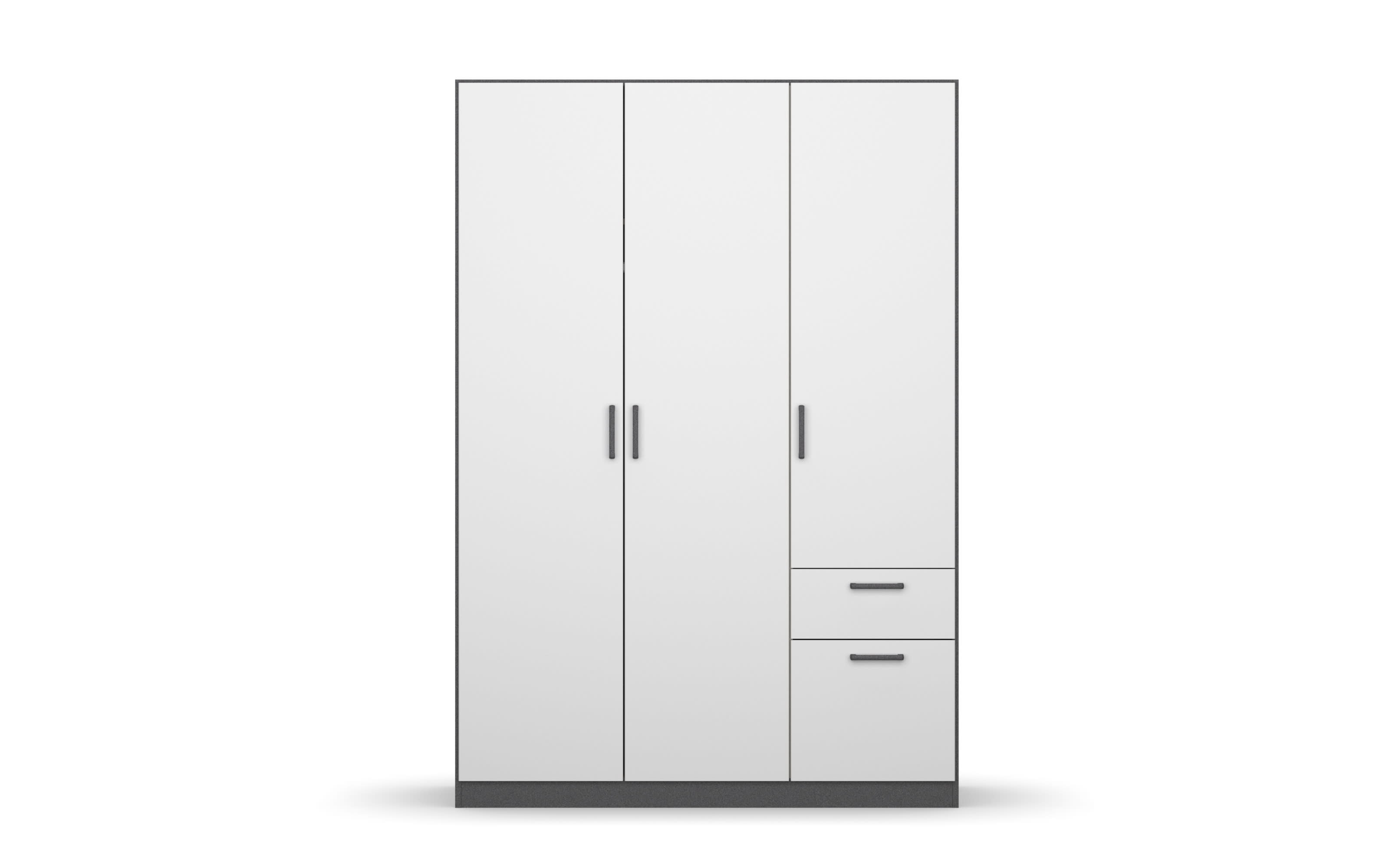 Drehtürenschrank Allrounder, grau metallic/alpinweiß, 3-türig, 2 Schubkästen